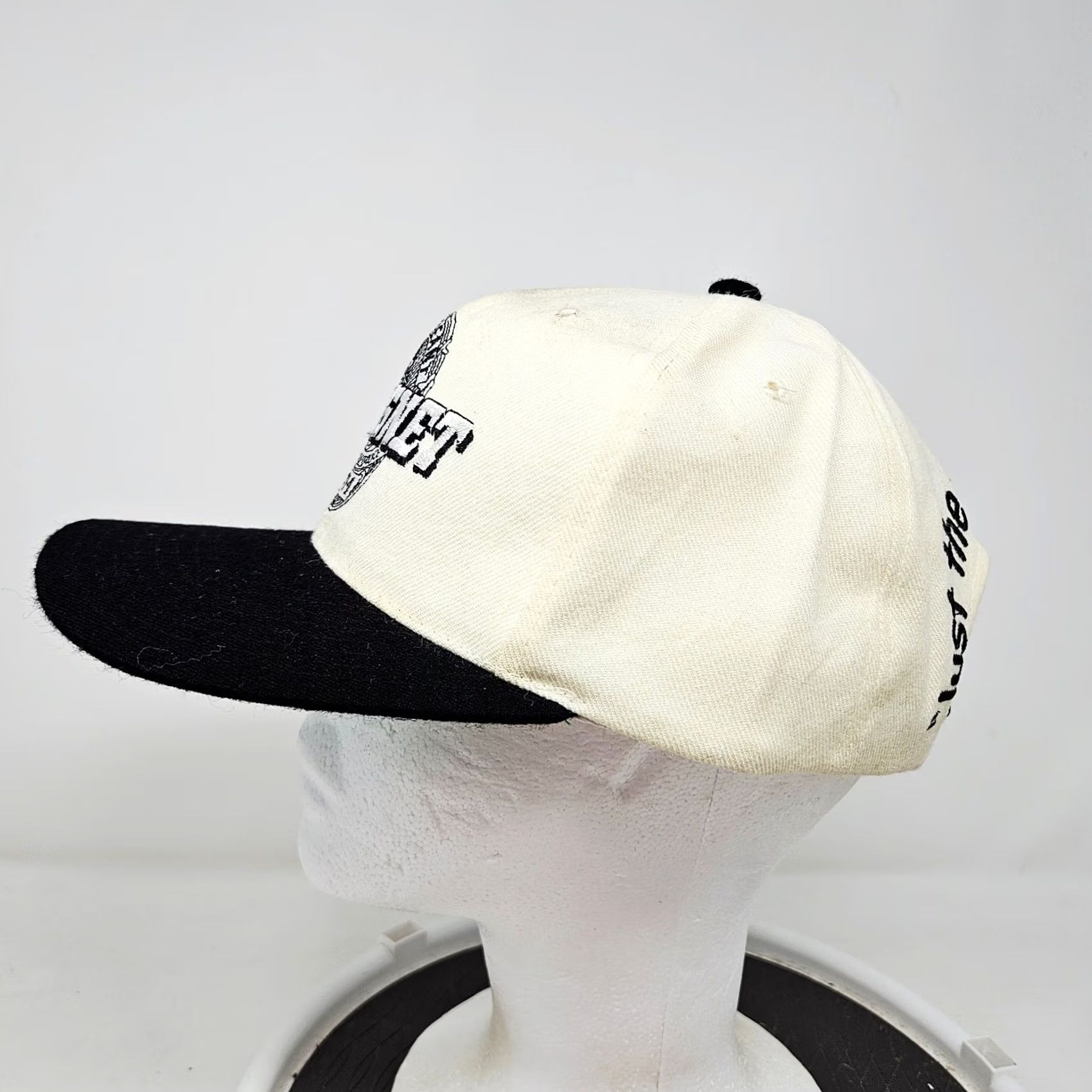 American Needle VINTAGE American Needle Dragnet Just The Facts Ma’am Snapback Hat White 90s Mens One Size Adjustable Cotton Solid Hat Size ONE SIZE - 3 Thumbnail