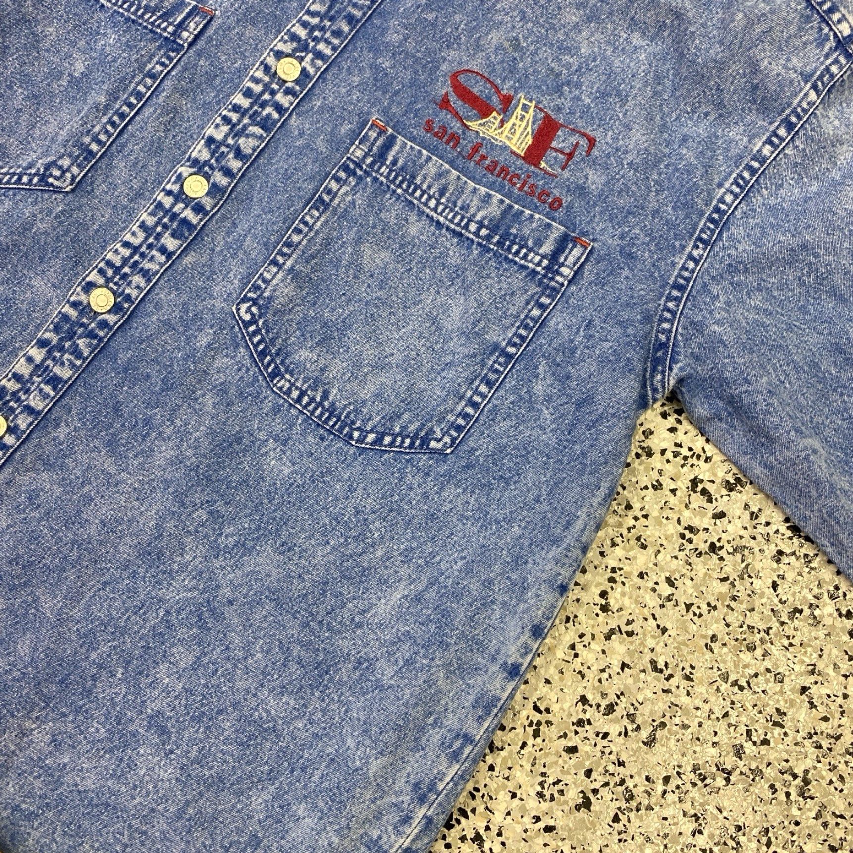 Denime VINTAGE Denim San Francisco Men Button Up Shirt Medium Embroidered Size US M / EU 48-50 / 2 - 5 Thumbnail