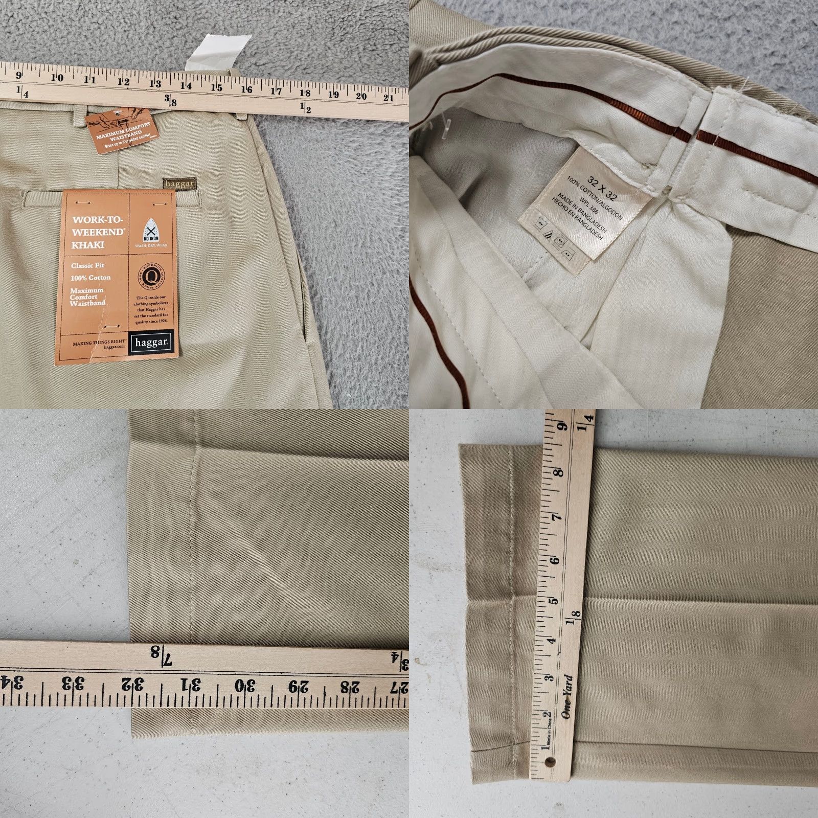 Haggar Haggar Dress Pants Mens 32x32 Khaki Classic Fit Flat Front Comfort Khaki Cotton Size US 32 / EU 48 - 8 Thumbnail
