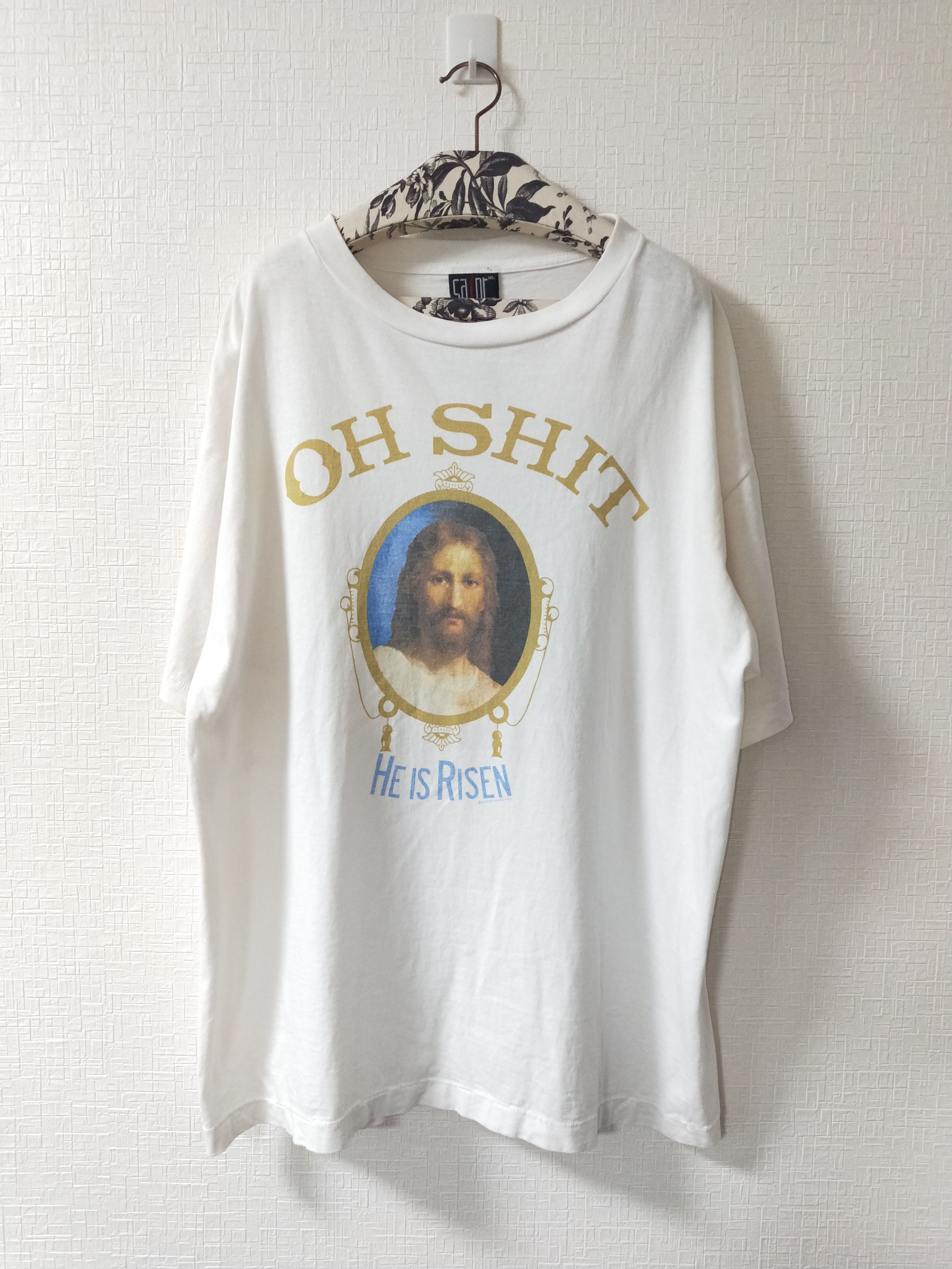 image of Saint Michael Oh Shit Tee in White, Men's (Size XL)