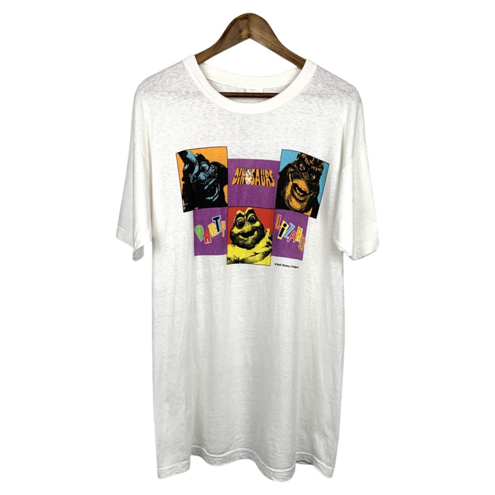 Disney Vintage 90s Disney Dinosaurs Party Lizard White T Shirt XL Size US XL / EU 56 / 4 - 1 Thumbnail