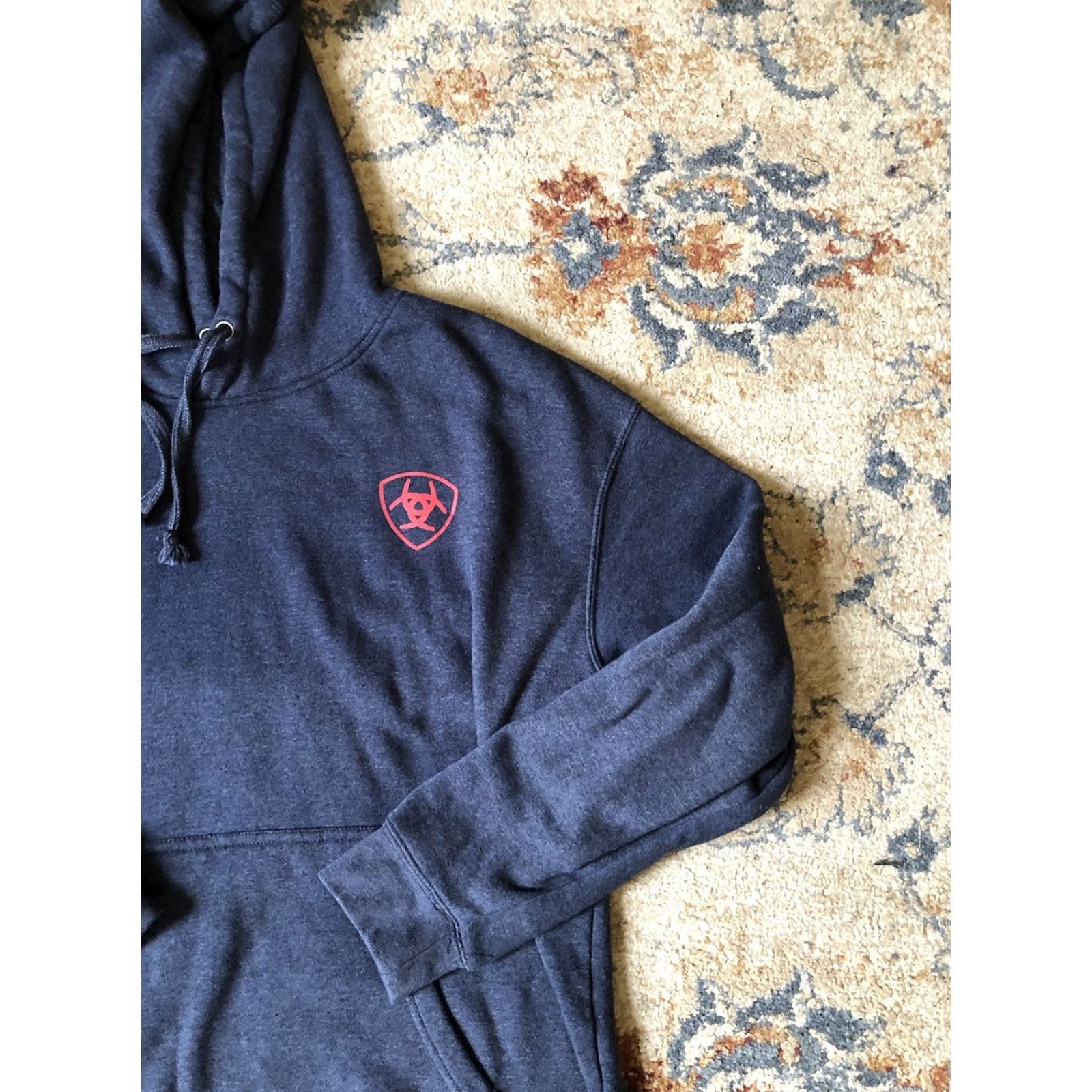 Ariat Ariat Hoodie Men XL Blue American Flag Workwear Outdoor Pullover Hooded Long Sleeve Solid Cotton Blend Fleece Size US XL / EU 56 / 4 - 4 Thumbnail