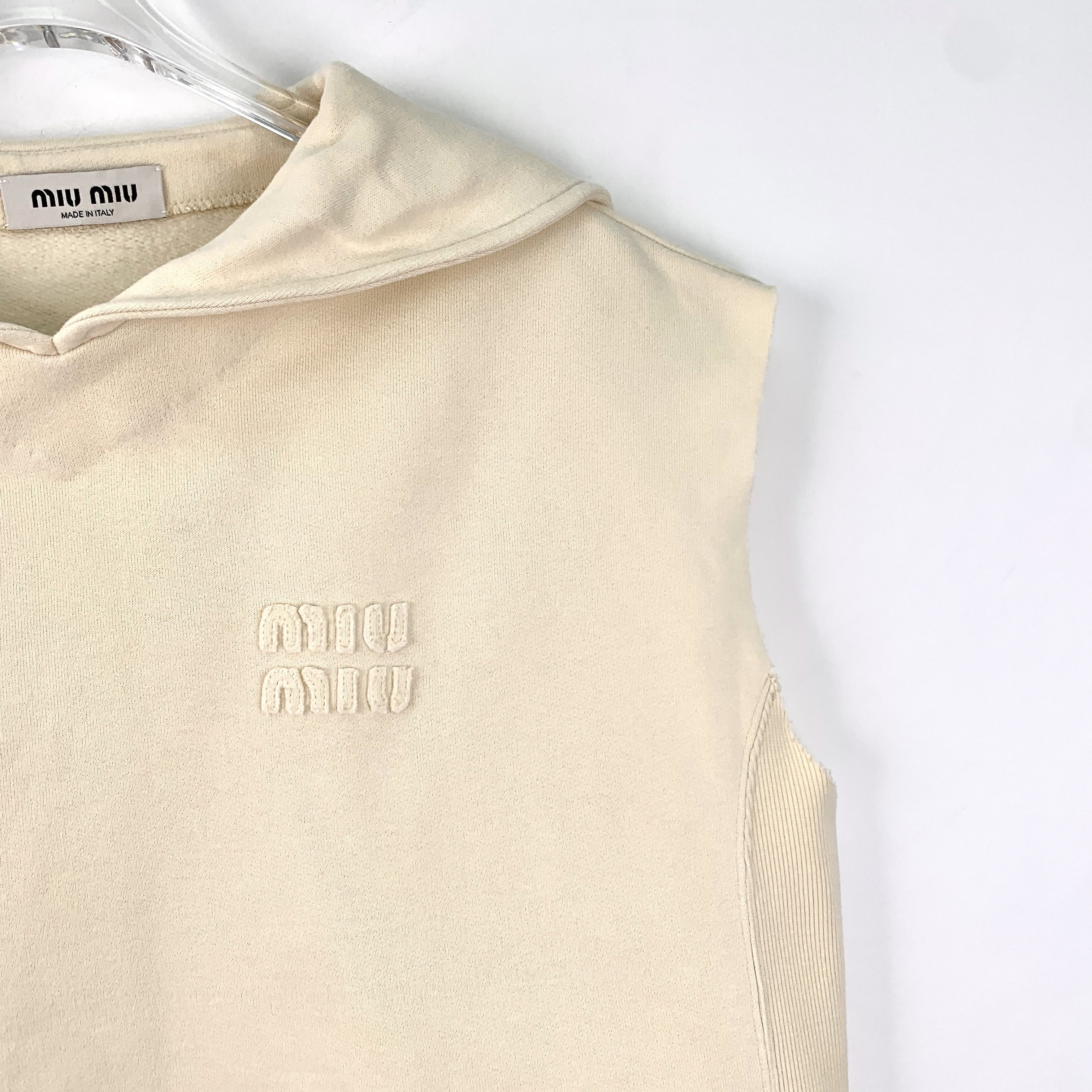 Miu Miu MiuMiu Beige Sleeveless Pullover Sweatshirt (Size S) Size S / US 4 / IT 40 - 7 Thumbnail
