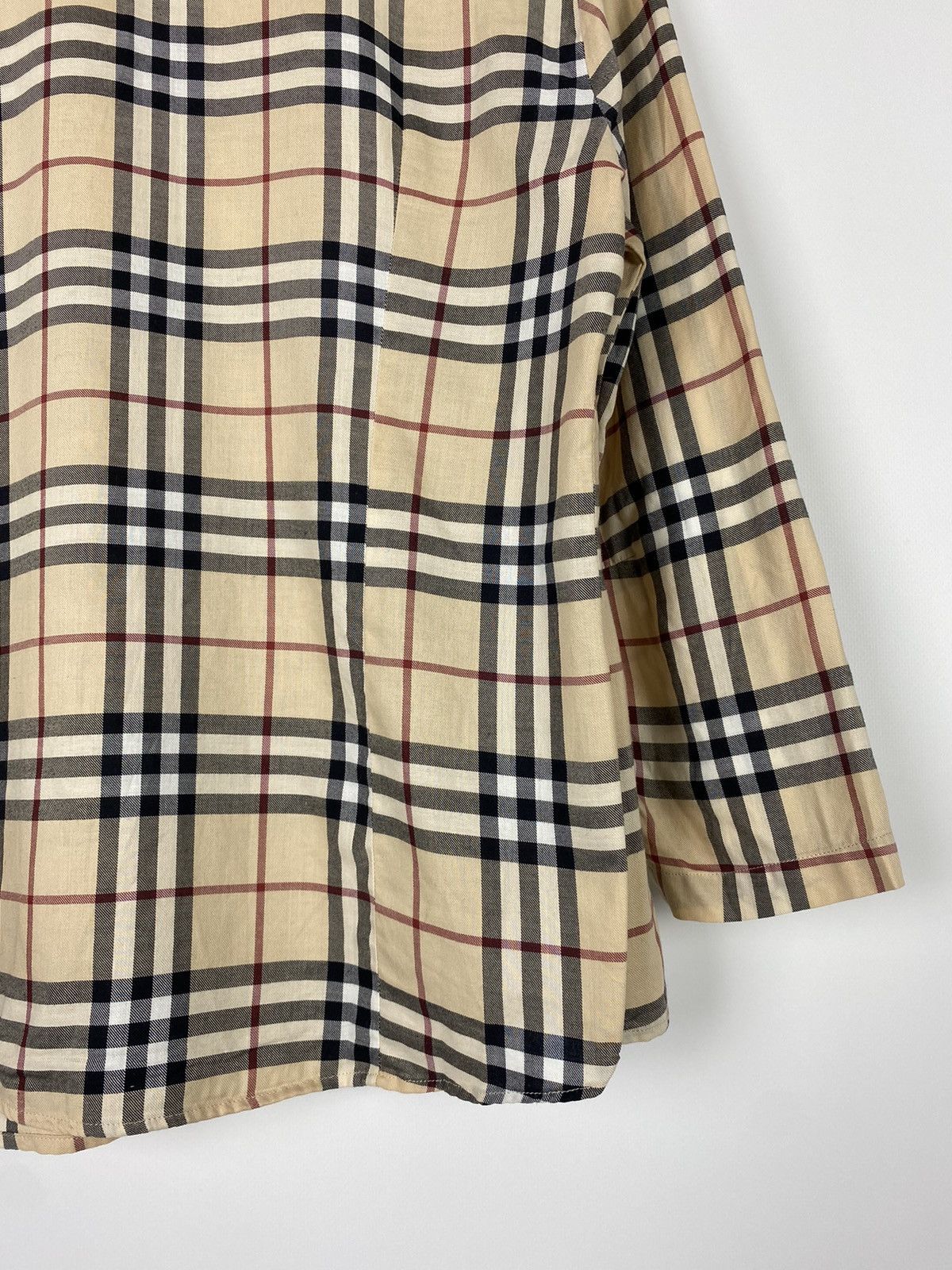 Burberry 1990s Vintage Burberry London Nova Check 3/4 Button Up Shirt Size L / US 10 / IT 46 - 14 Thumbnail