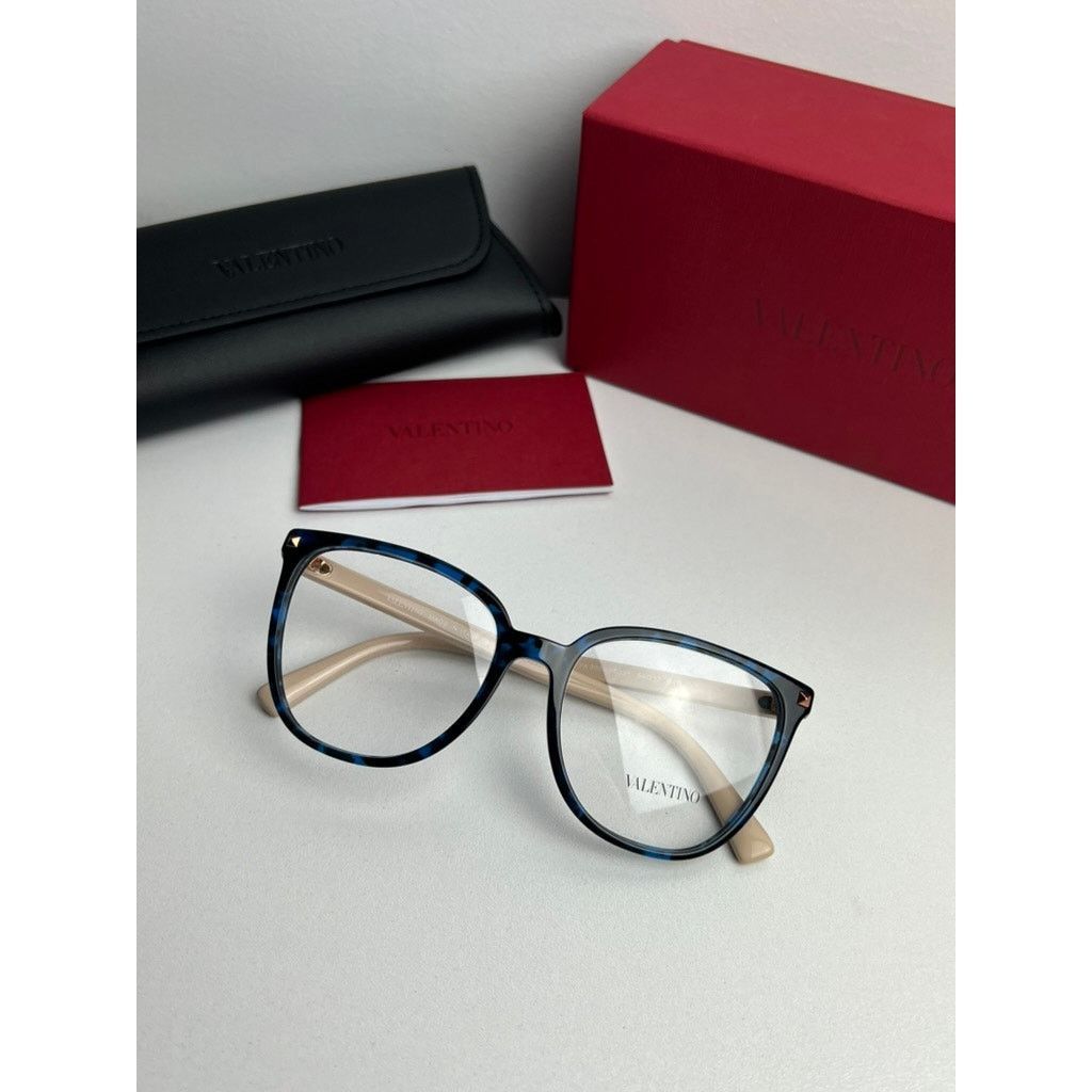 Valentino NEW Valentino VA3059 Eyeglasses Frames in Blue Havana Size ONE SIZE - 2 Thumbnail