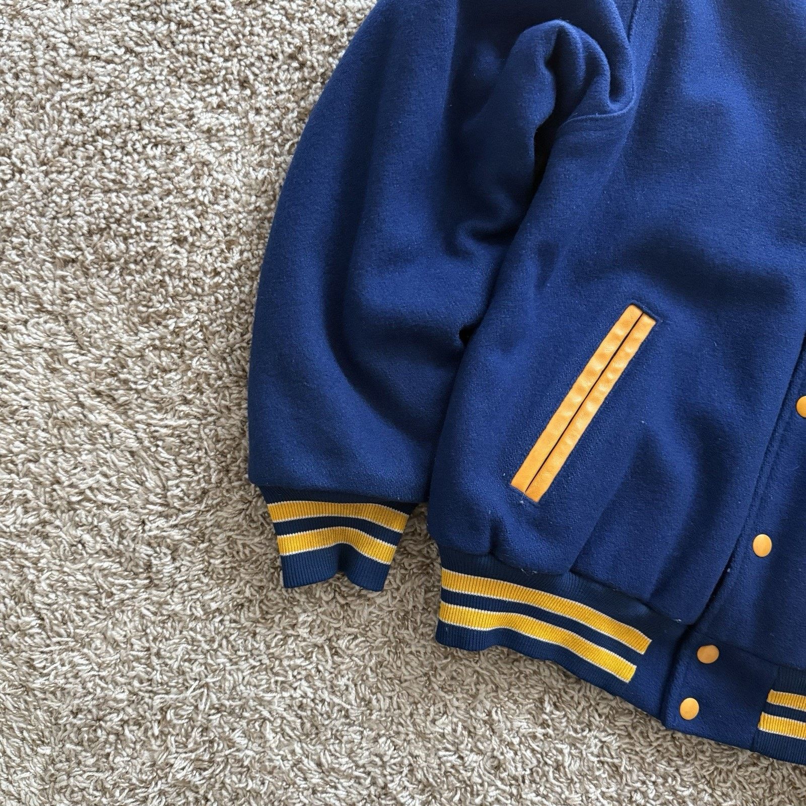 Rennoc × Vintage Vintage Rennoc Blue Yellow Wool Varsity Jacket Wrestling Size US S / EU 44-46 / 1 - 10 Thumbnail