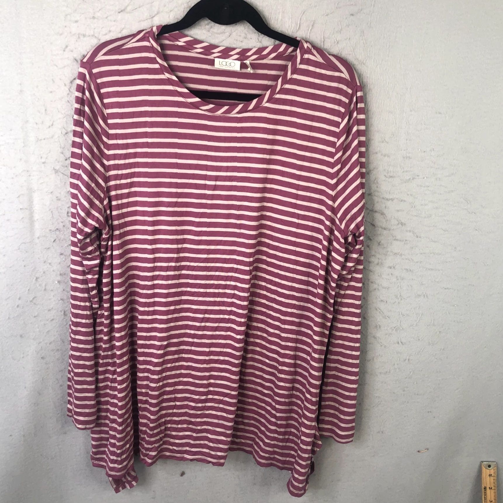 Vintage Logo Lori Goldstein Shirt Womens XL Purple Striped Tunic Athleisure Comfy Size XL / US 12-14 / IT 48-50 - 2 Thumbnail