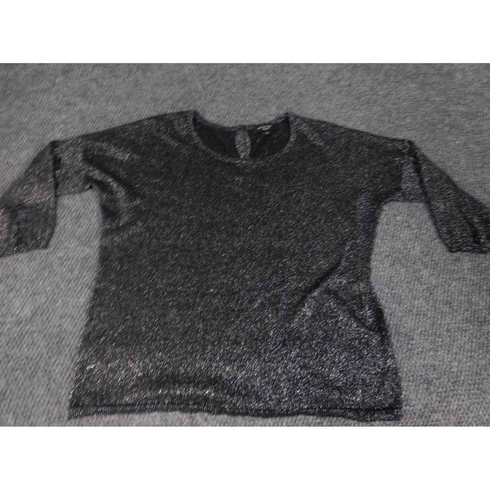 Vintage Spense Womens Blouse M Gray Stretch Pullover Round Neck Long Sleeve Casual Button Cotton Polyester Regular VINTAGE? Size M / US 6-8 / IT 42-44 - 2 Thumbnail
