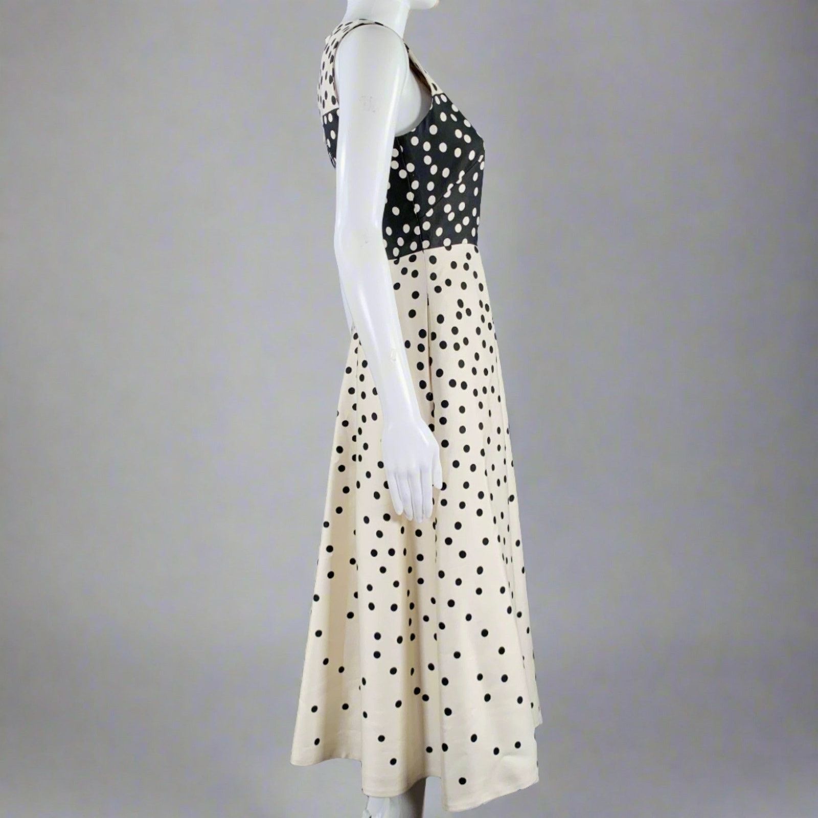 LK Bennett Size 2 Beige Black Wool Silk Polka Dot A-Line Dress Size XS / US 0-2 / IT 36-38 - 2 Thumbnail