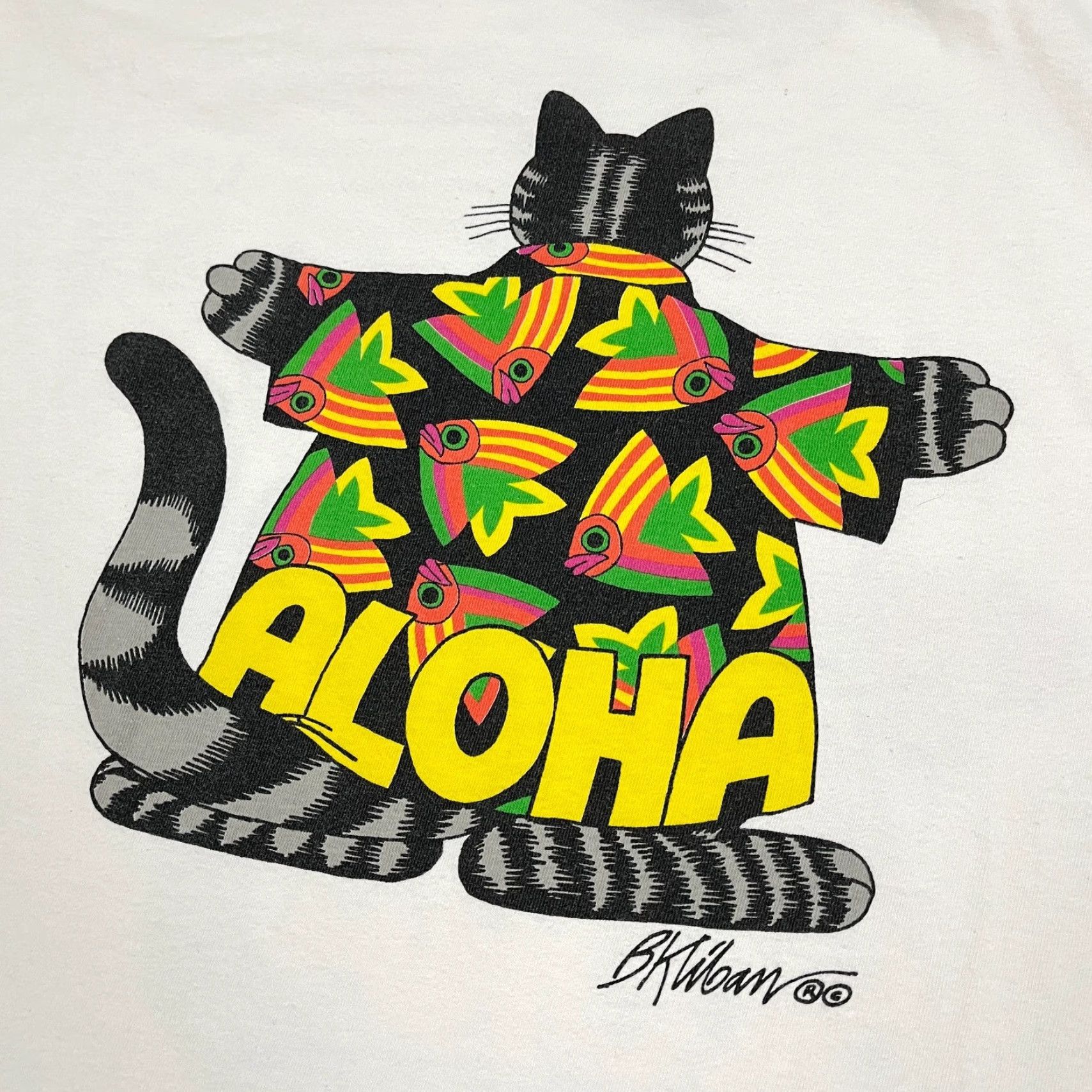 Vintage VINTAGE Crazy Shirts Shirt Mens XL White Aloha Vacation Hawaii Cat B Kliban Graphic Shirt Men XL White Logo Print T-Shirt Cat B Kliban Graphic Size US XL / EU 56 / 4 - 4 Thumbnail