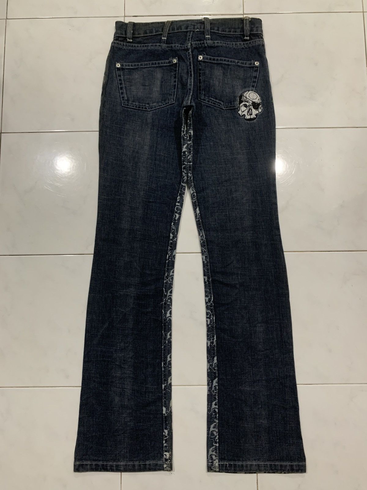 Japanese Brand Vintage Buddhist Punk Skull All Over Print Flared Jeans Size US 27 - 6 Thumbnail