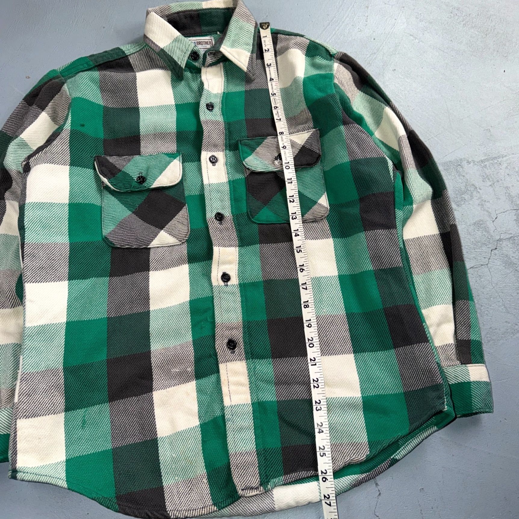 Vintage VTG Five Brother Shirt Mens M Shadow Plaid Flannel USA Green 1980s 80s Black Size US M / EU 48-50 / 2 - 5 Thumbnail