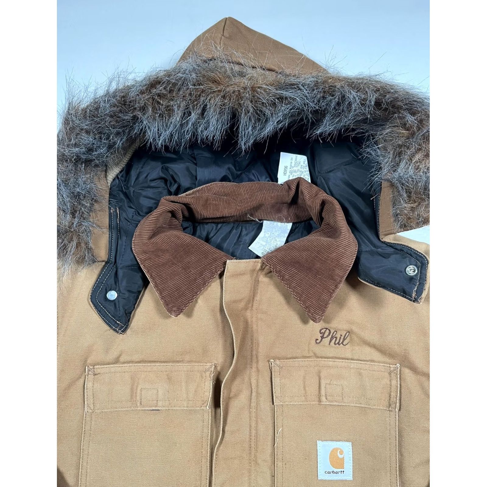Carhartt VINTAGE Carhartt Coat Mens 46 Brown Canvas Hooded Insulated Fur Trim Parka USA Size US S / EU 44-46 / 1 - 7 Thumbnail