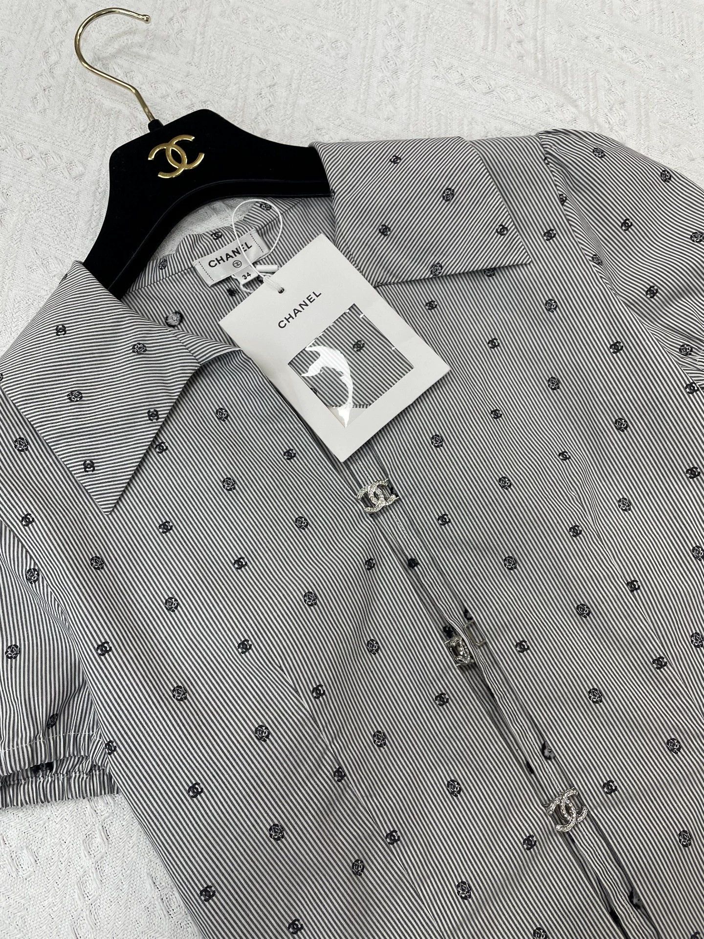 Chanel Chanel SS Shirt Crystal Striped Polka Dot CC FR34 w/ Tags Size XS / US 0-2 / IT 36-38 - 2 Thumbnail