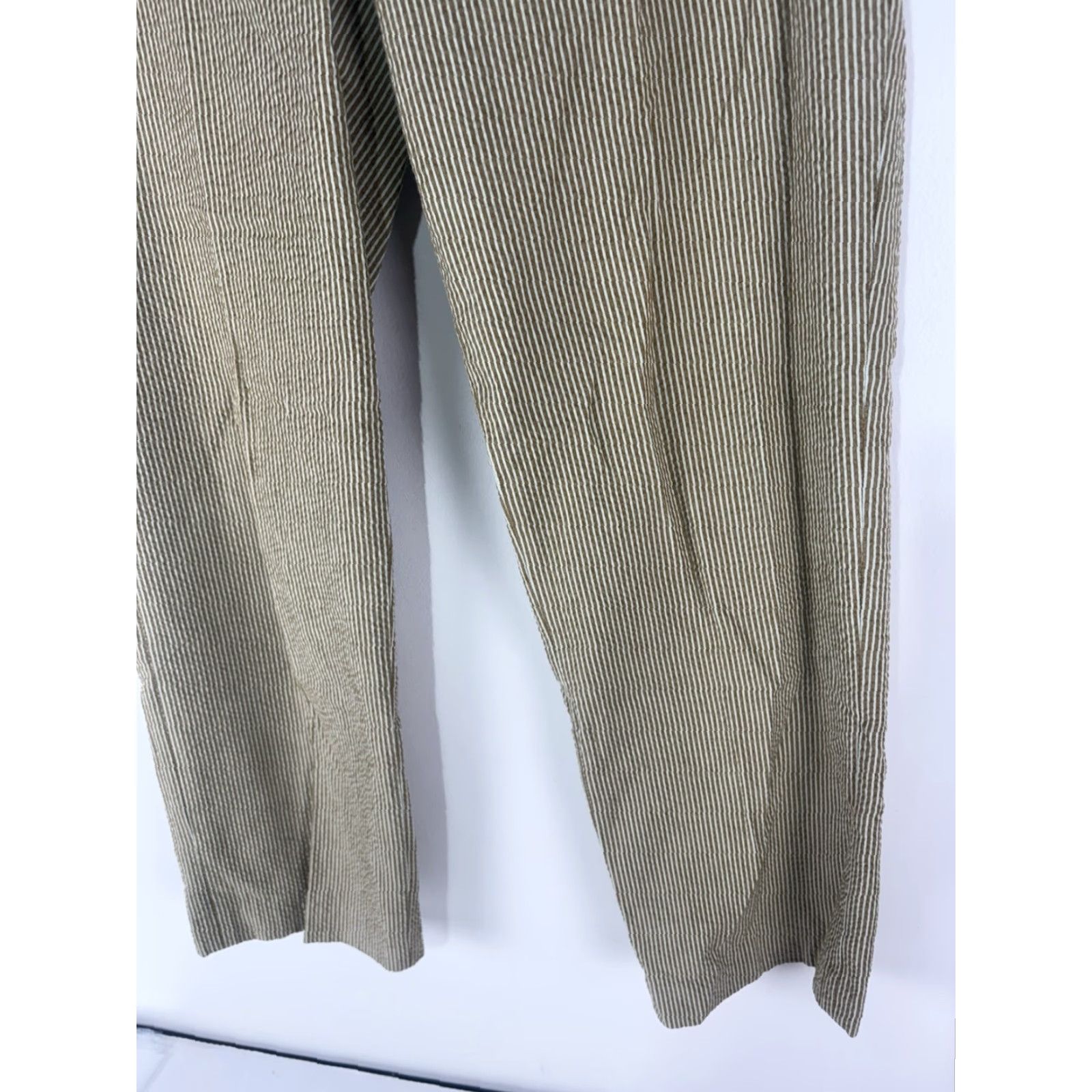 Vintage Harve Benard Women’s Seersucker Dress Pants Size 8 White/Gold City Preppy Fall Winter Straight Fit Size 30" / US 8 / IT 44 - 3 Thumbnail