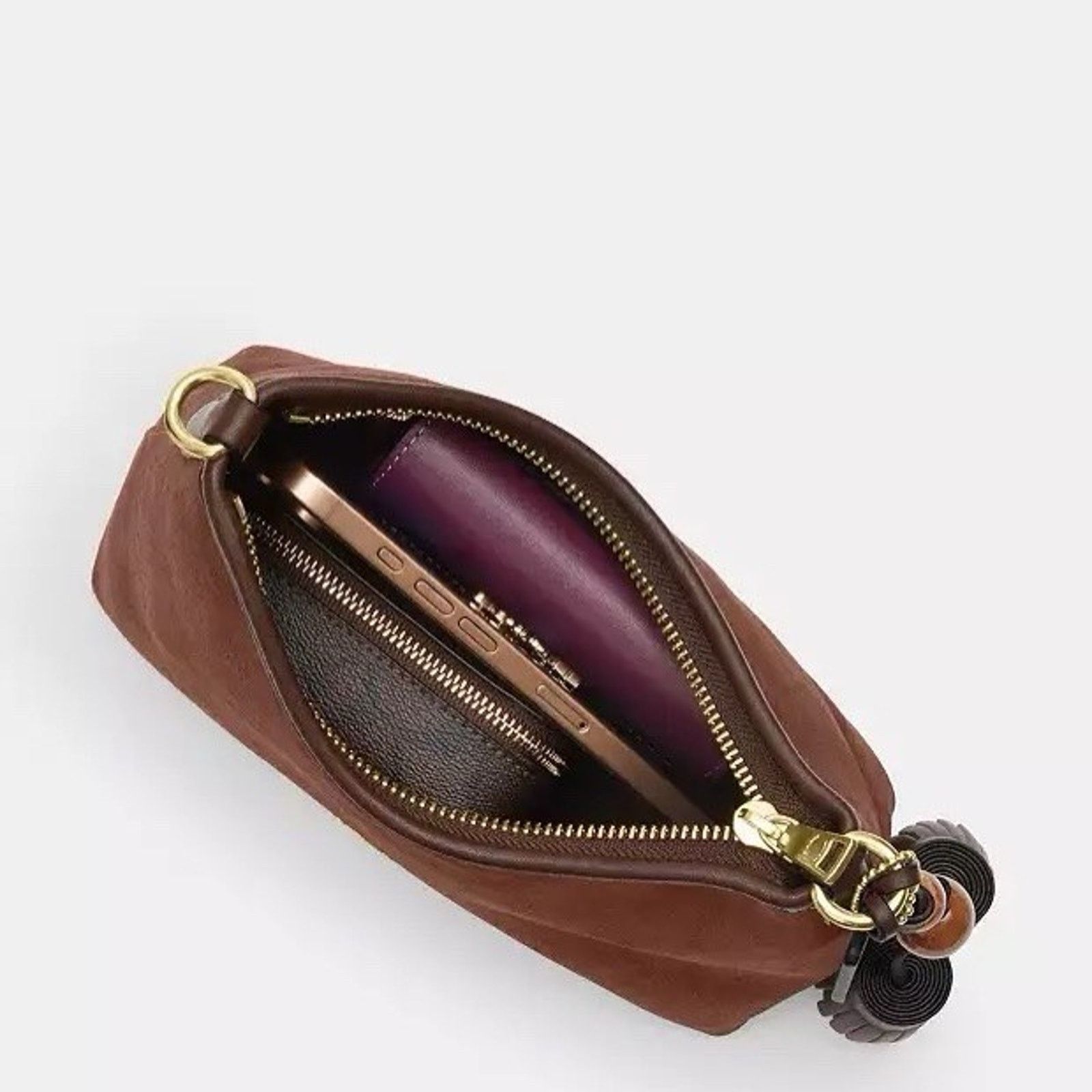 Coach NWT Coach Laurel Small Bag CCF14 Suede Vintage Brown/Maple Size ONE SIZE - 15 Thumbnail