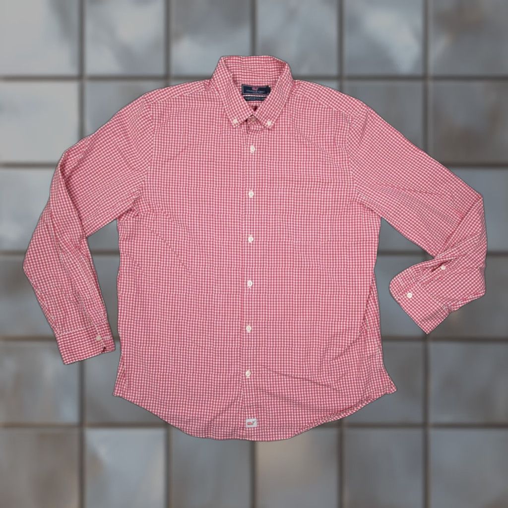 Vineyard Vines VINTAGE Vineyard Vines Murray Shirt Men Large Slim Fit Pink Check Button Up Casual Whale Logo Size US L / EU 52-54 / 3 - 1 Thumbnail