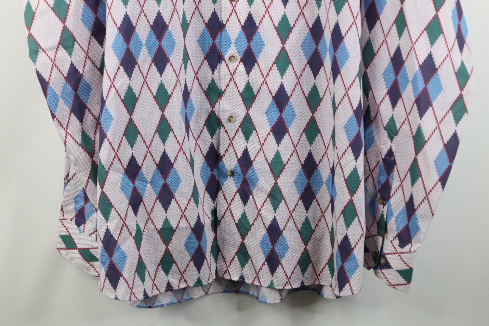 Paul Fredrick Paul Fredrick Long Staple Cotton Argyle Diamond Button Shirt Size US XL / EU 56 / 4 - 3 Thumbnail