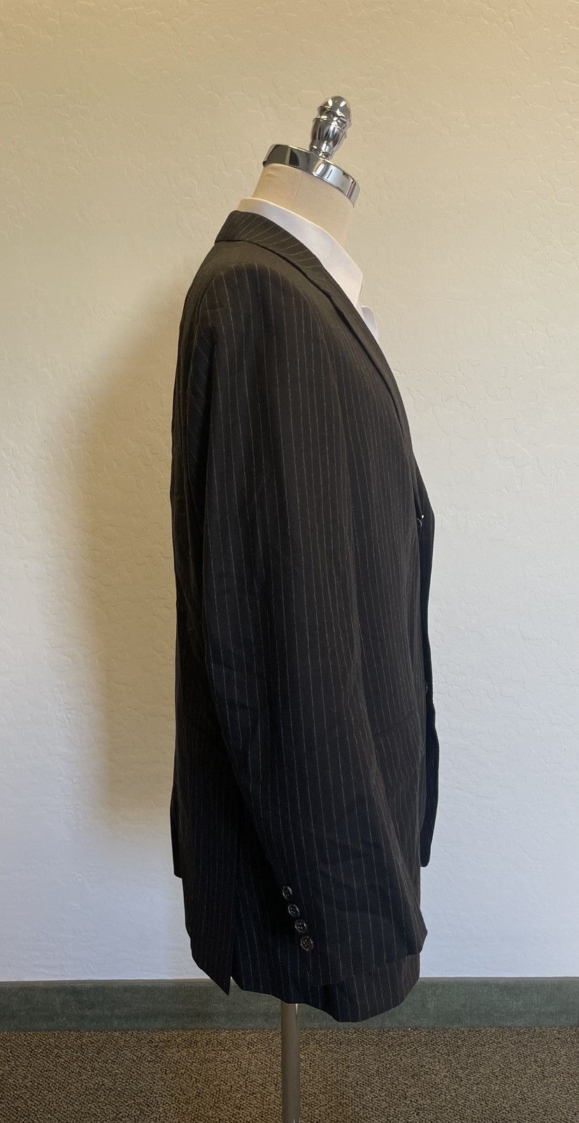 Belvest Chalk-stripe 3-button Super 120'S Wool Suit Size 46R - 5 Thumbnail