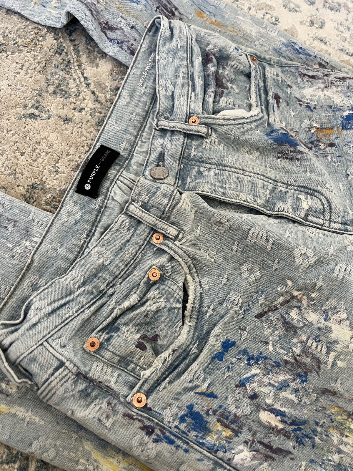 Purple Brand Purple Brand Monogram Painted Jeans Size US 33 - 5 Thumbnail
