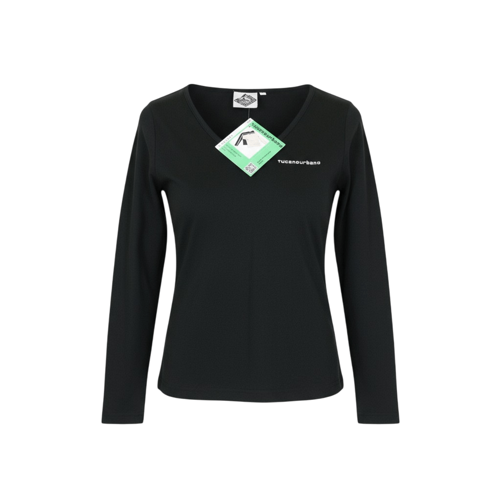 Other T-TU LADY XS Black Cotton V-Neck T-Shirt 75723 Size XS / US 0-2 / IT 36-38 - 5 Thumbnail