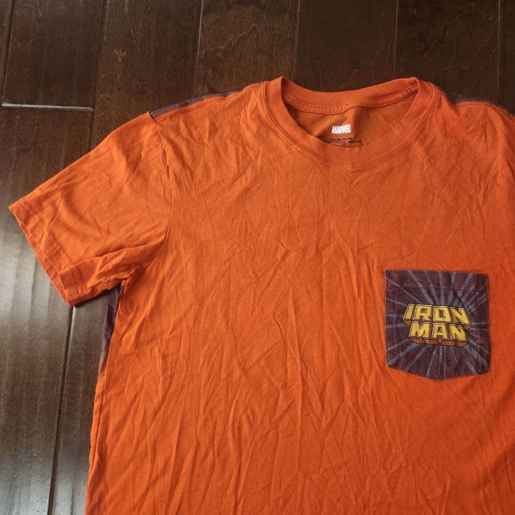 Vintage Marvel Iron Man T Shirt Mens Medium Orange Graphic Pocket Back Print Size US M / EU 48-50 / 2 - 4 Thumbnail