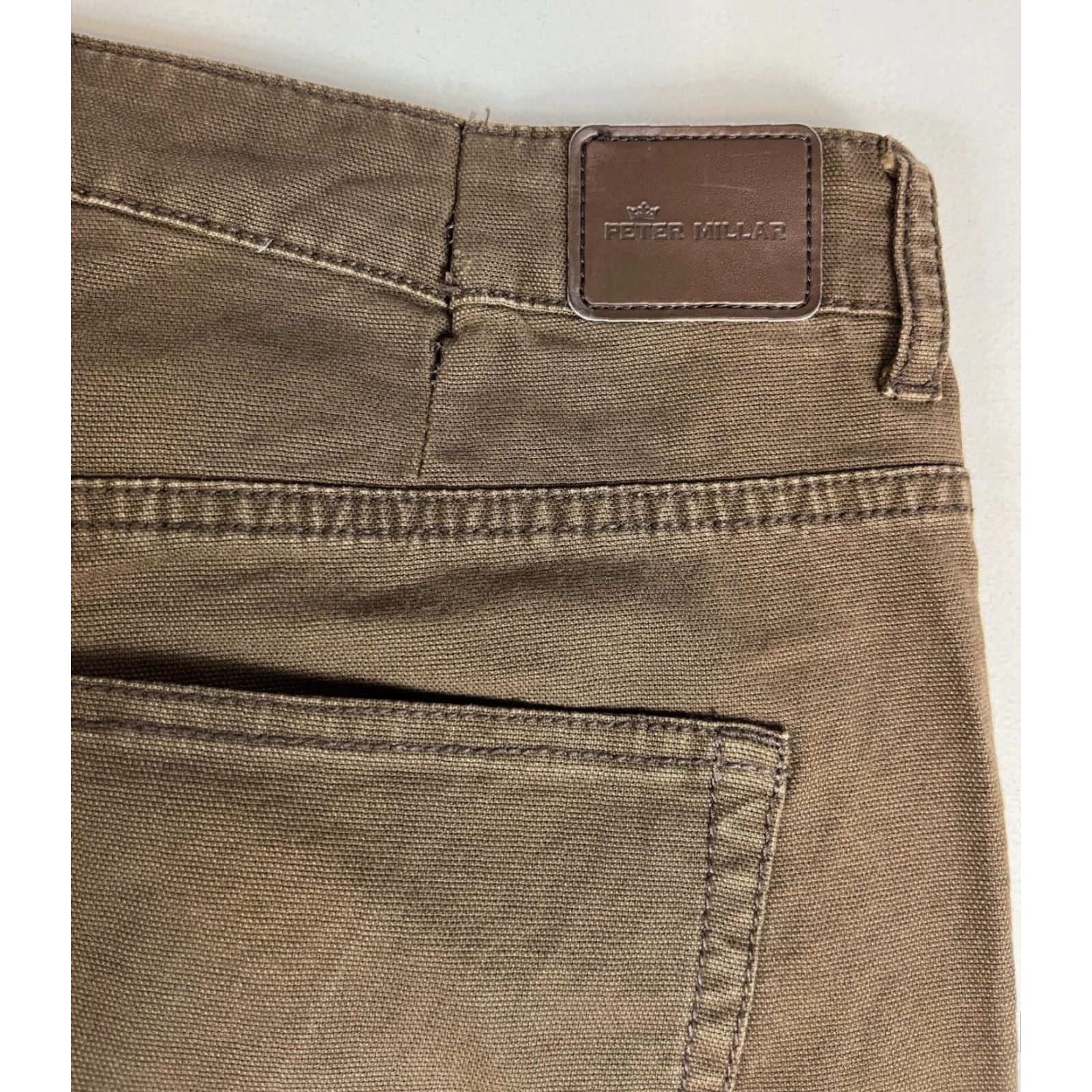 Peter Millar Peter Millar Crown Vintage Five-Pocket Pants Men’s 38x30 Canvas Chino Green Brown Straight Front Regular 98% Cotton 2% Spandex Size US 38 / EU 54 - 7 Thumbnail