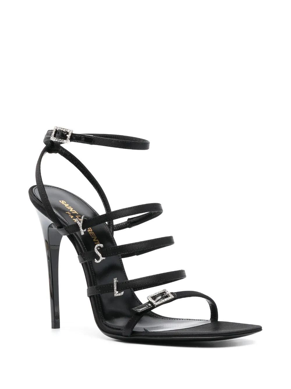 Saint Laurent Paris o1y0126 Ankle Strap Sandals in Black Size US 7 / IT 37 - 2 Thumbnail