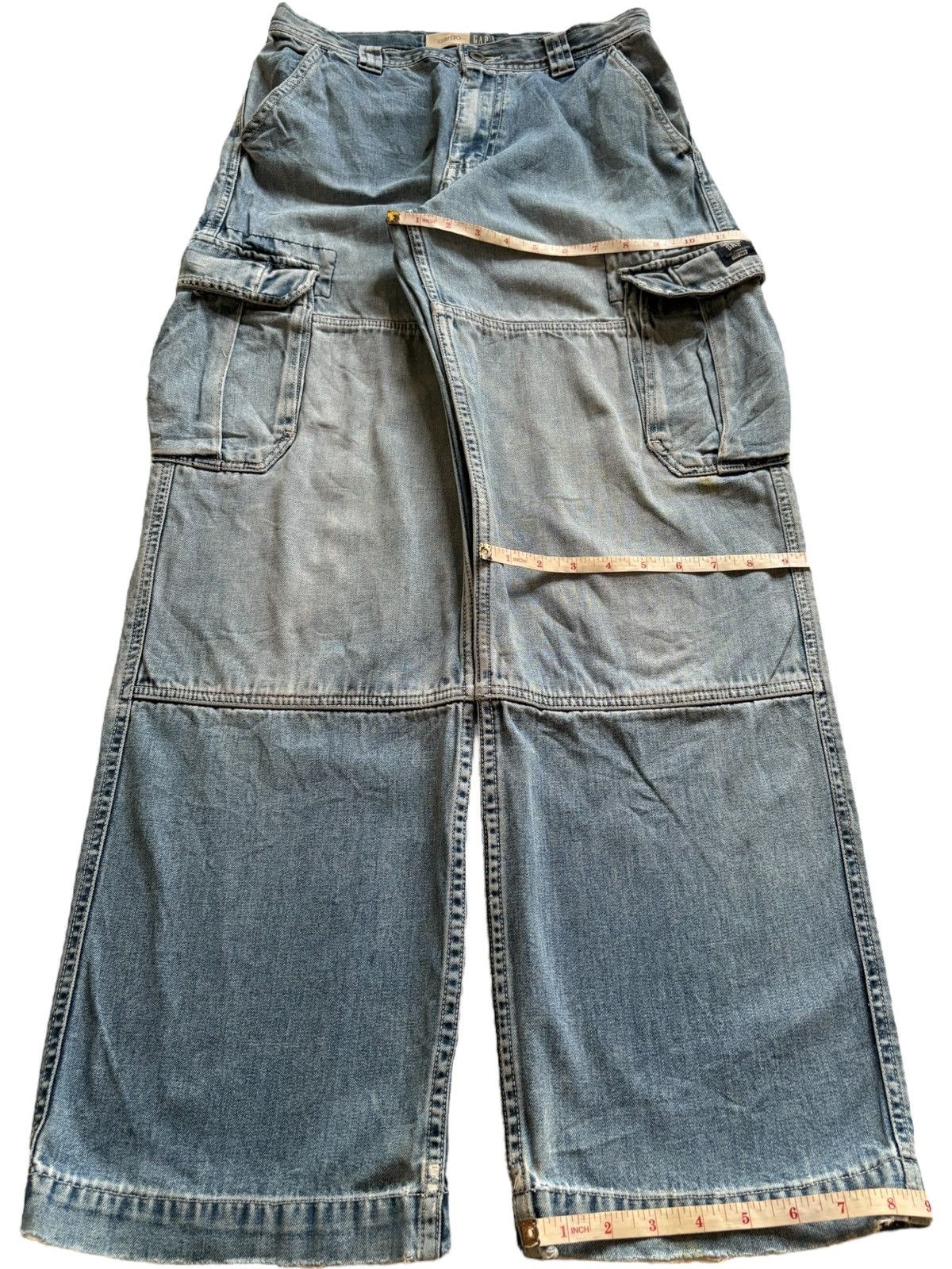 Gap Vintage Cargo GAP Blue Wash Distressed Loose Baggy Jeans Size US 28 / EU 44 - 15 Thumbnail