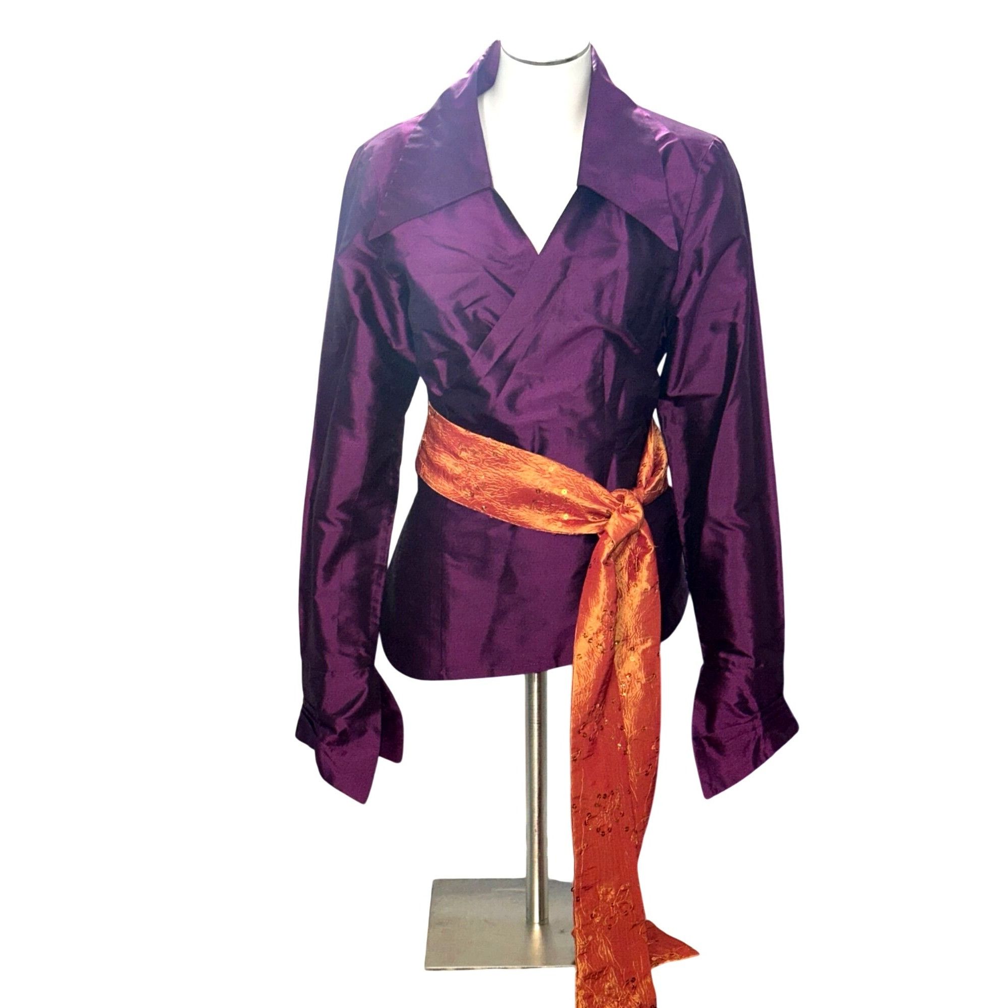 Other Mestiza New York Large Dark Purple Silk Wrap Jacket Orange B Size L / US 10 / IT 46 - 2 Thumbnail