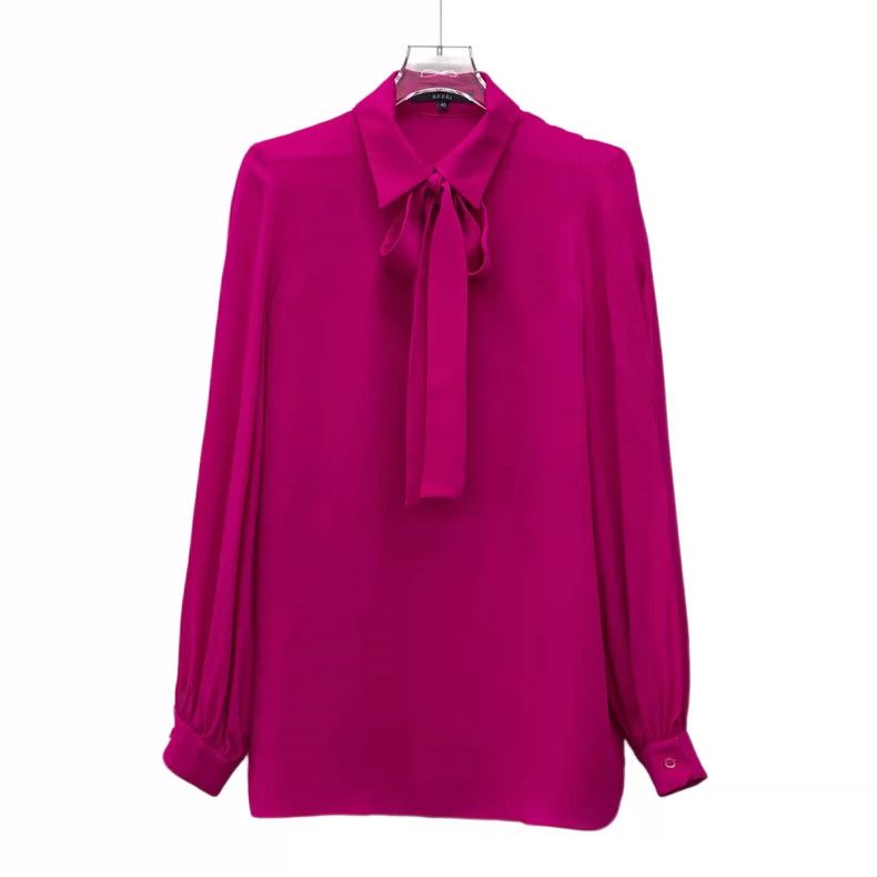 Gucci Gucci Purple tie bow mulberry silk lapel long-sleeved shirt Size S / US 4 / IT 40 - 1 Thumbnail