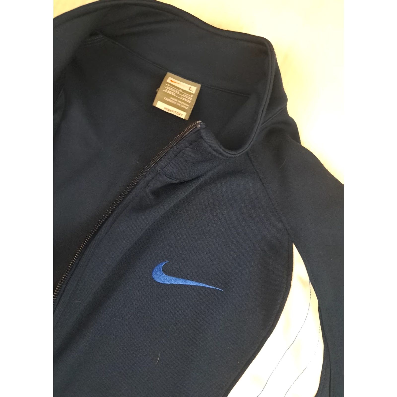 Nike VINTAGE Nike Dri-Fit Full Zip Pin Striped Track Jacket Large Blue 90s Mens Womens Unisex Adults Size US L / EU 52-54 / 3 - 4 Thumbnail