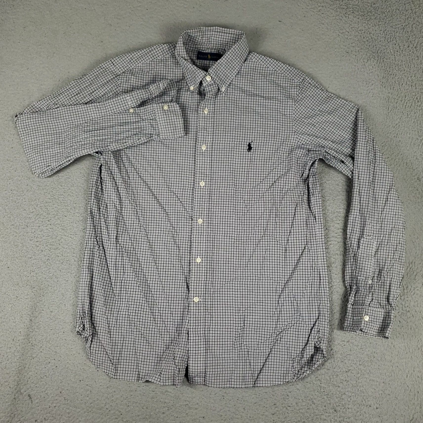 Ralph Lauren Ralph Lauren Dress Shirt Mens Size 16 Black Plaid Long Sleeve Button-Up Classic Cotton Size 42R - 3 Thumbnail