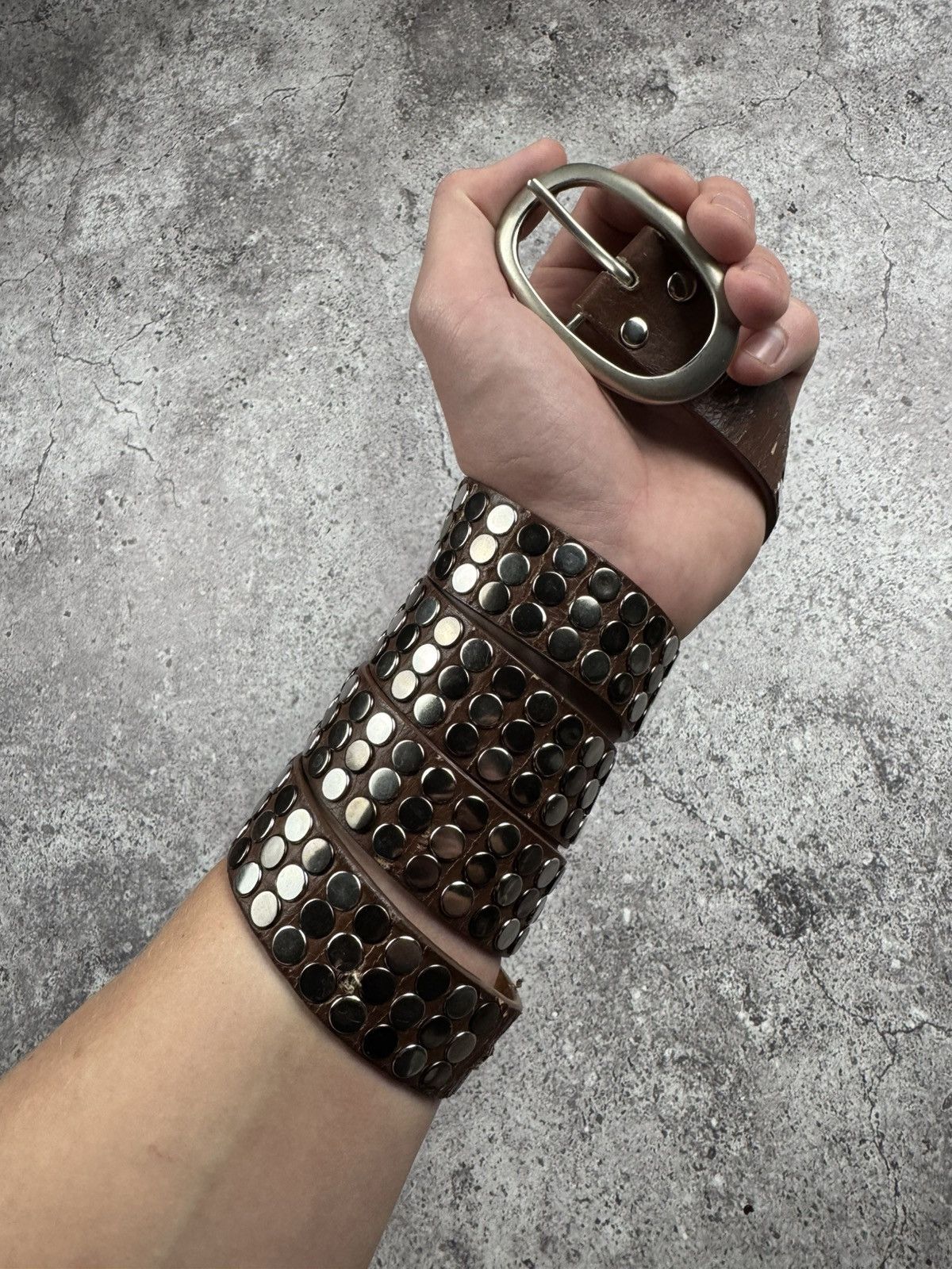 Japanese Brand 00's NUMBER NINE STYLE STUDDED LEATHER RARE Y2K BELT VINTAGE Size ONE SIZE - 2 Thumbnail