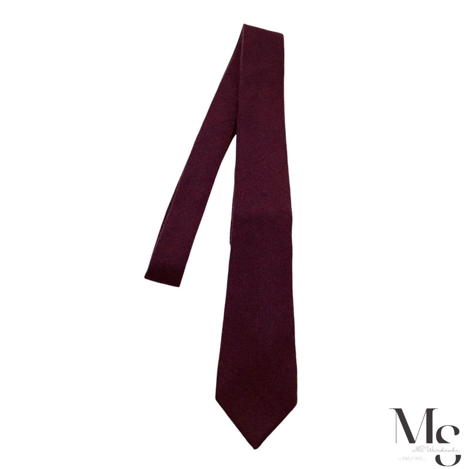 Isaia ISAIA NAPOLI Solid Burgundy Cashmere Tie Made In Italy W: 3" Size ONE SIZE - 6 Thumbnail