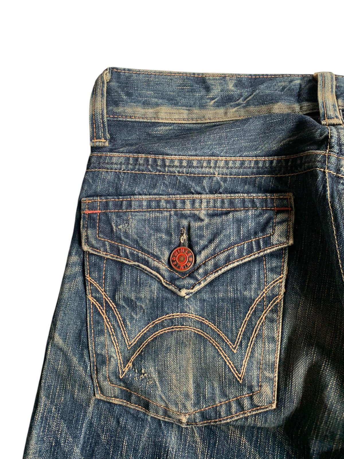 Tornado Mart FLARE 💥 EDWIN 503 MUDMAX PUNK STYLE DISTRESSED DENIM☠️ Size US 31 - 12 Thumbnail