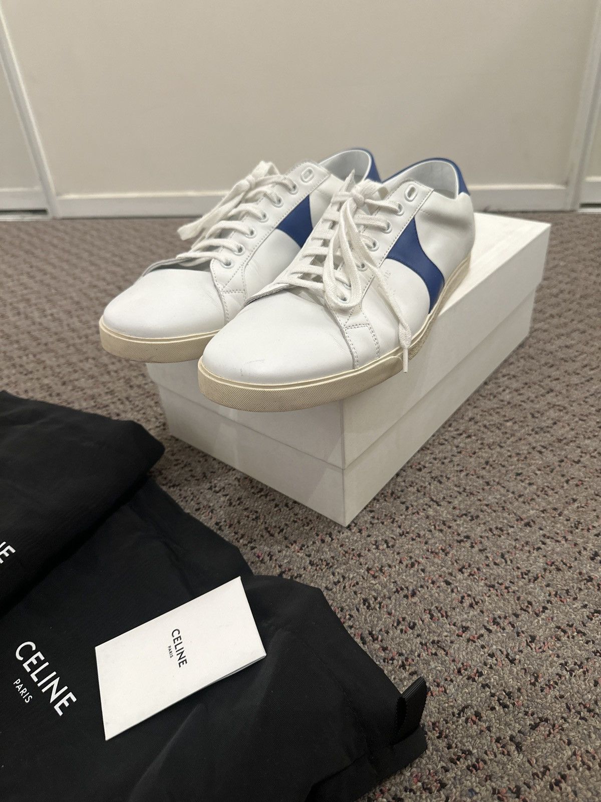 Celine Celine Triomphe Classic White/Blue Sneaker Size 45 Size US 12 / EU 45 - 2 Thumbnail