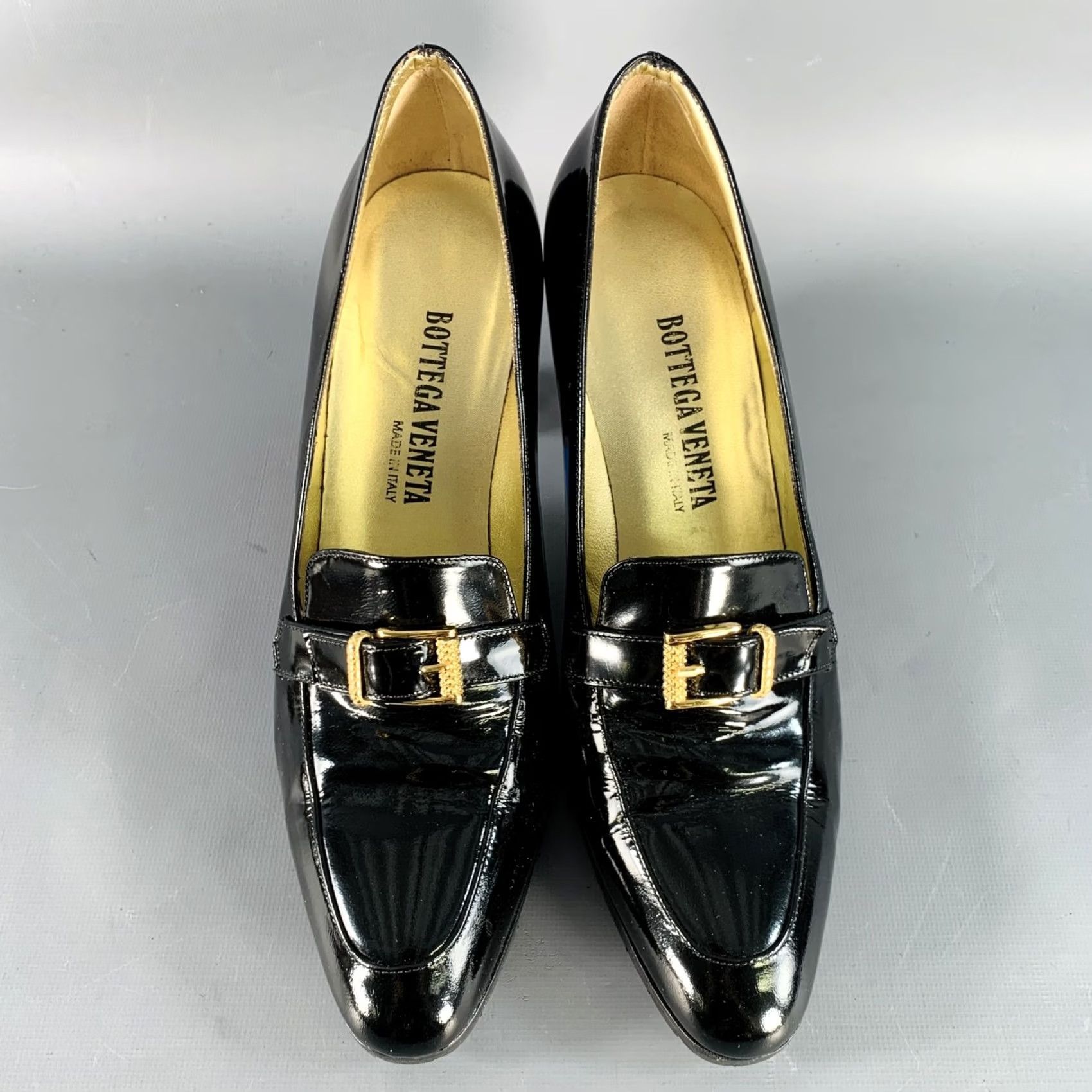Bottega Veneta BOTTEGA VENETA Black Gold Patent Leather Buckle Pumps Size 9 Women Size US 9 / IT 39 - 4 Thumbnail