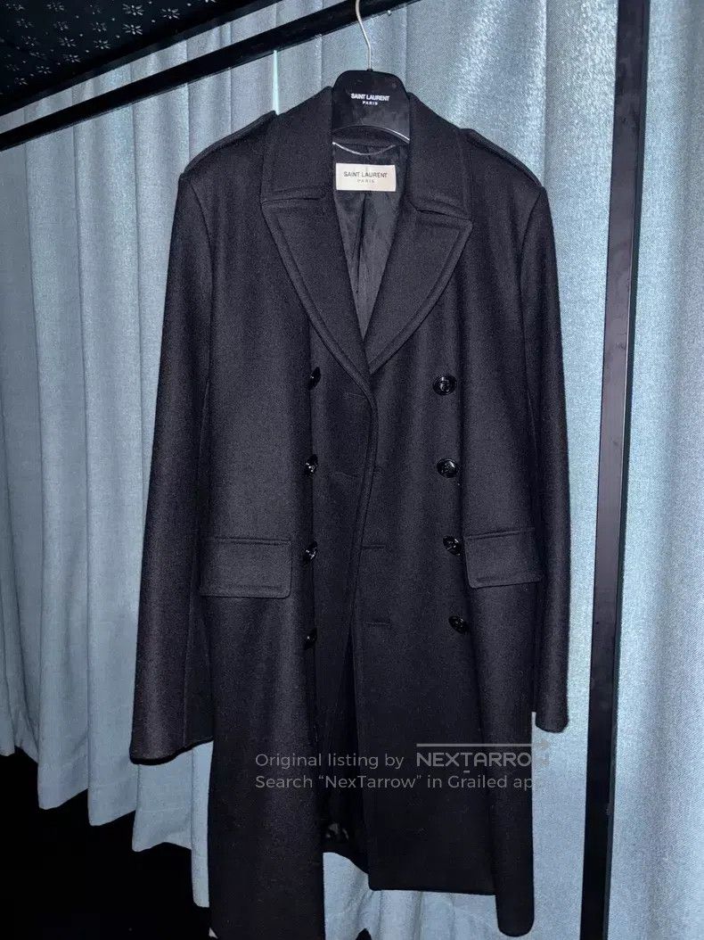 Saint Laurent Paris Saint Laurent Paris Navy button double-breasted coat Size US S / EU 44-46 / 1 - 1 Thumbnail