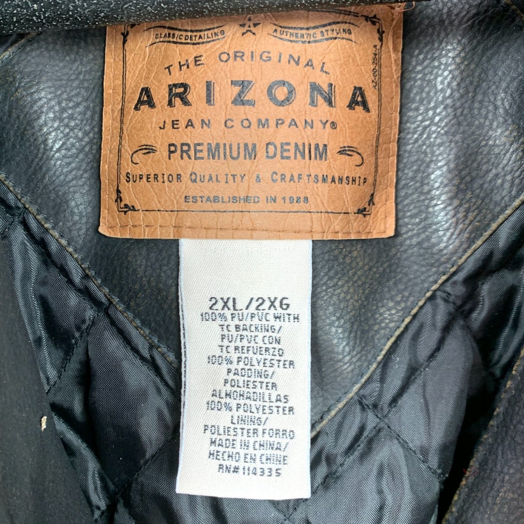 Vintage VINTAGE Arizona Jean Company Full Zip Jacket Mens 2XL Black Faux Leather Racing Stripe Bomber 90s Y2K Size US XXL / EU 58 / 5 - 4 Thumbnail