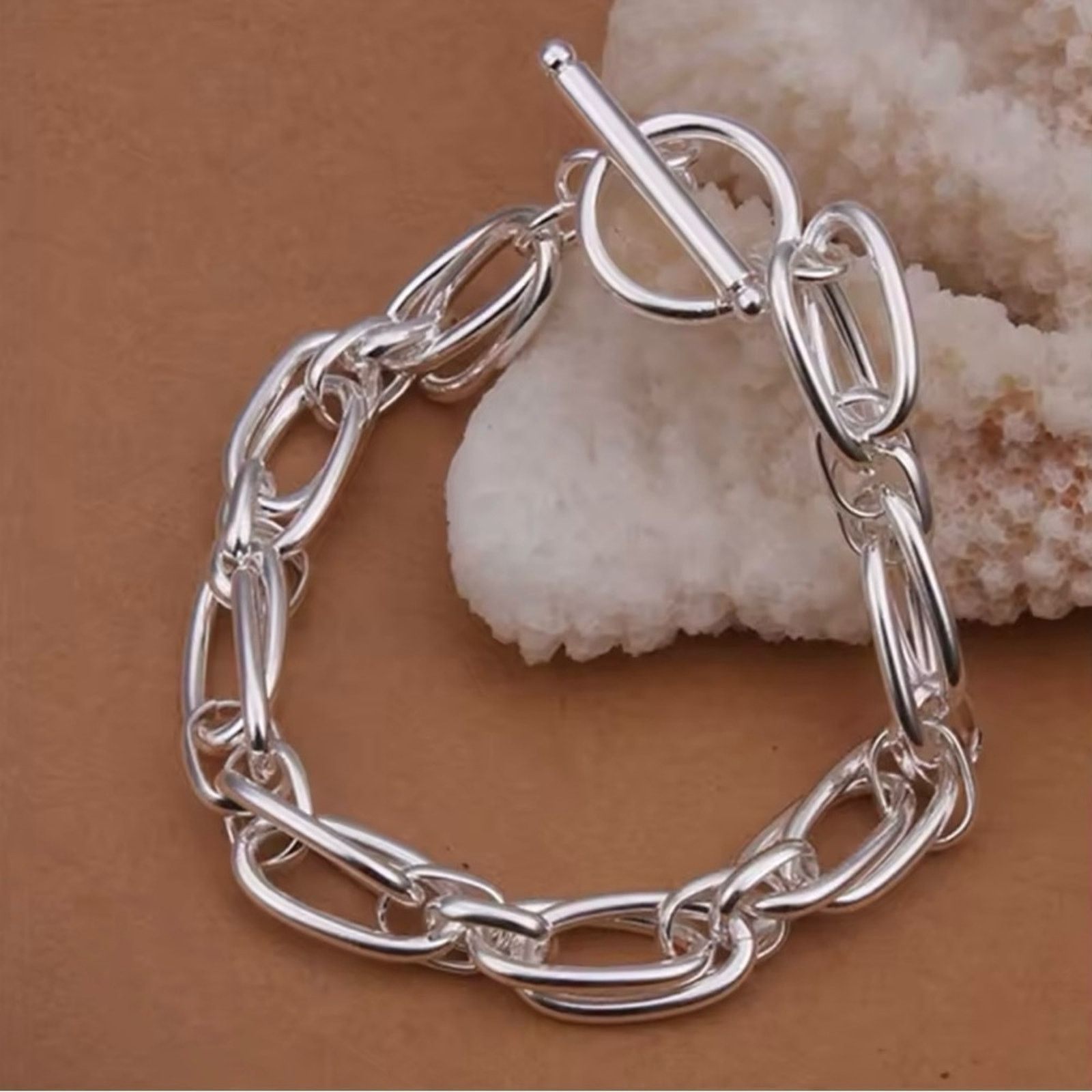 Other Sterling Silver Thick Double Chain Bracelet Size ONE SIZE - 6 Thumbnail