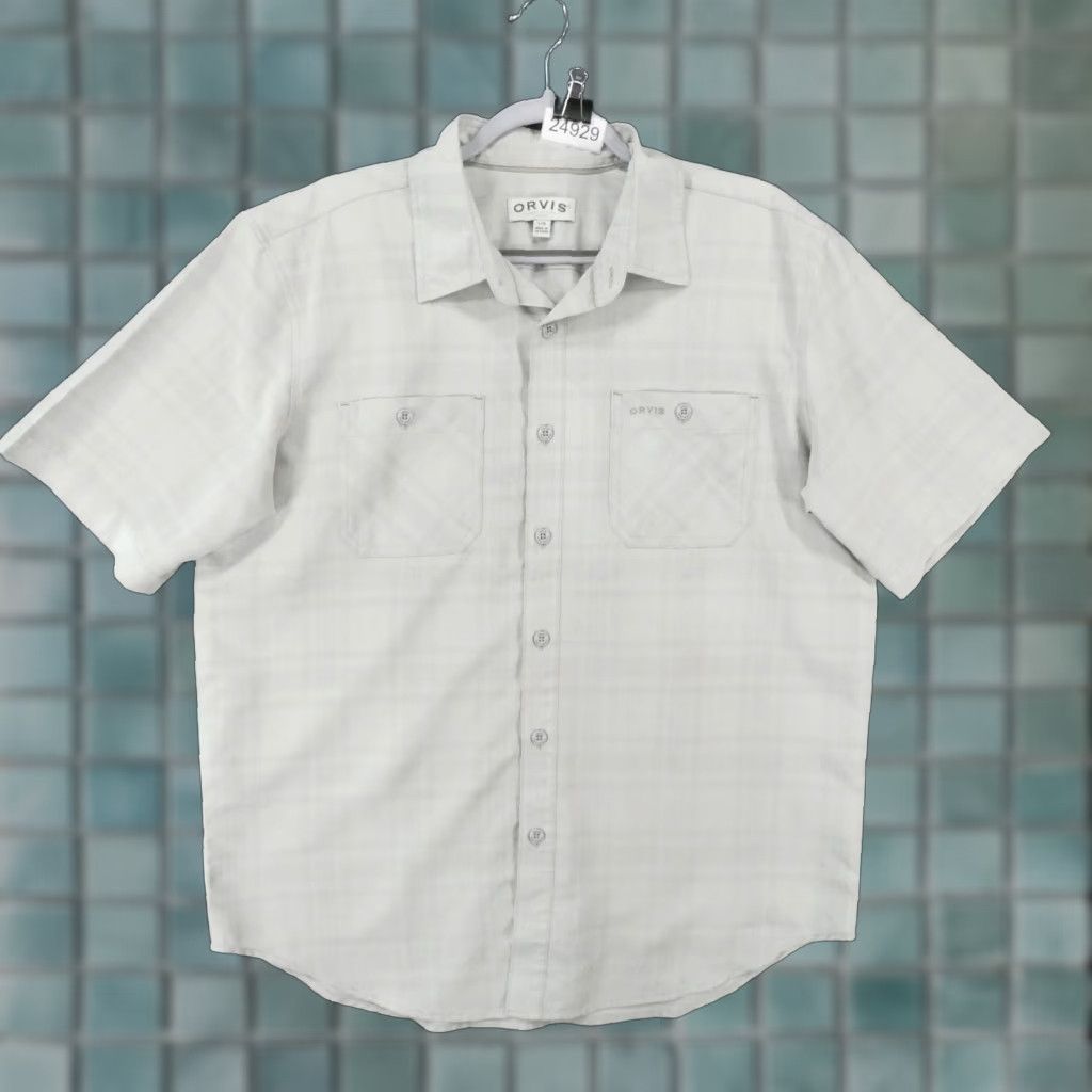 Orvis Orvis Shirt Mens Large Short Sleeve Button-Up Gray Plaid Lightweight Size US L / EU 52-54 / 3 - 1 Thumbnail