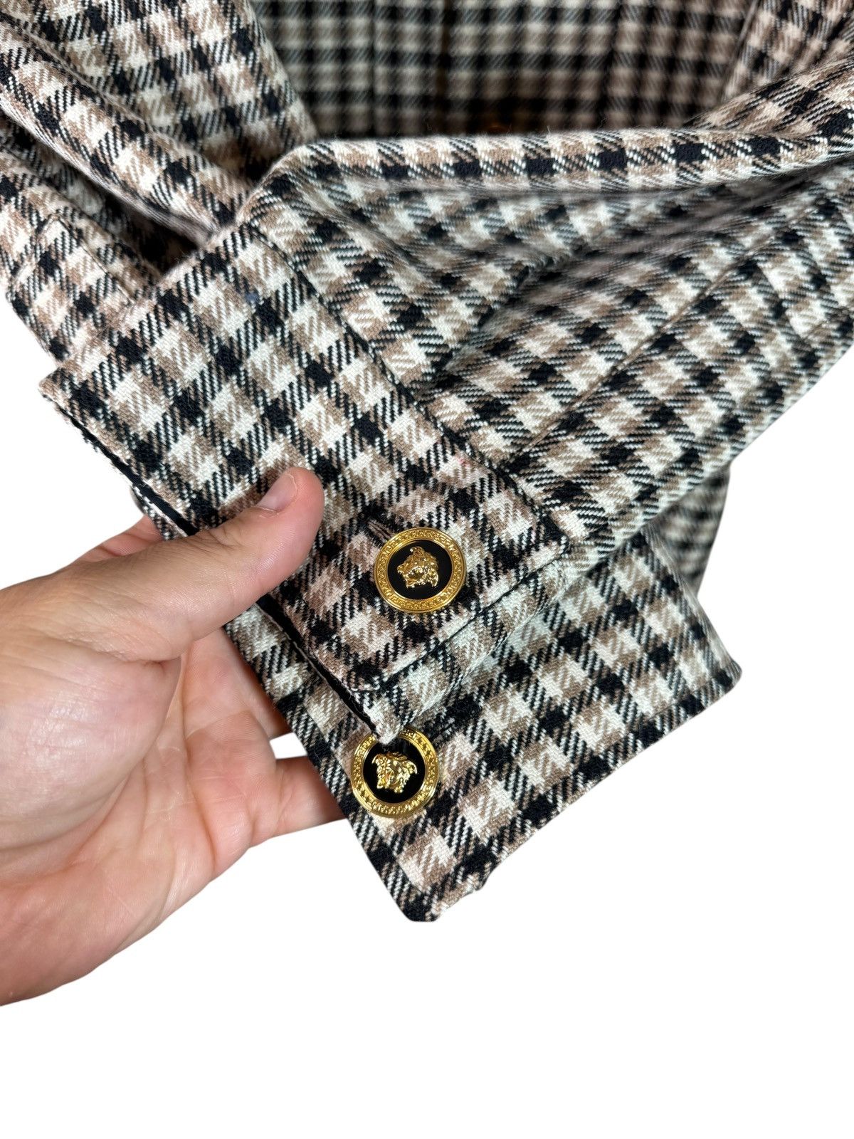Versace Versace Checked Medusa Button Jacket Brown/Black – Size 48 Size US M / EU 48-50 / 2 - 5 Thumbnail