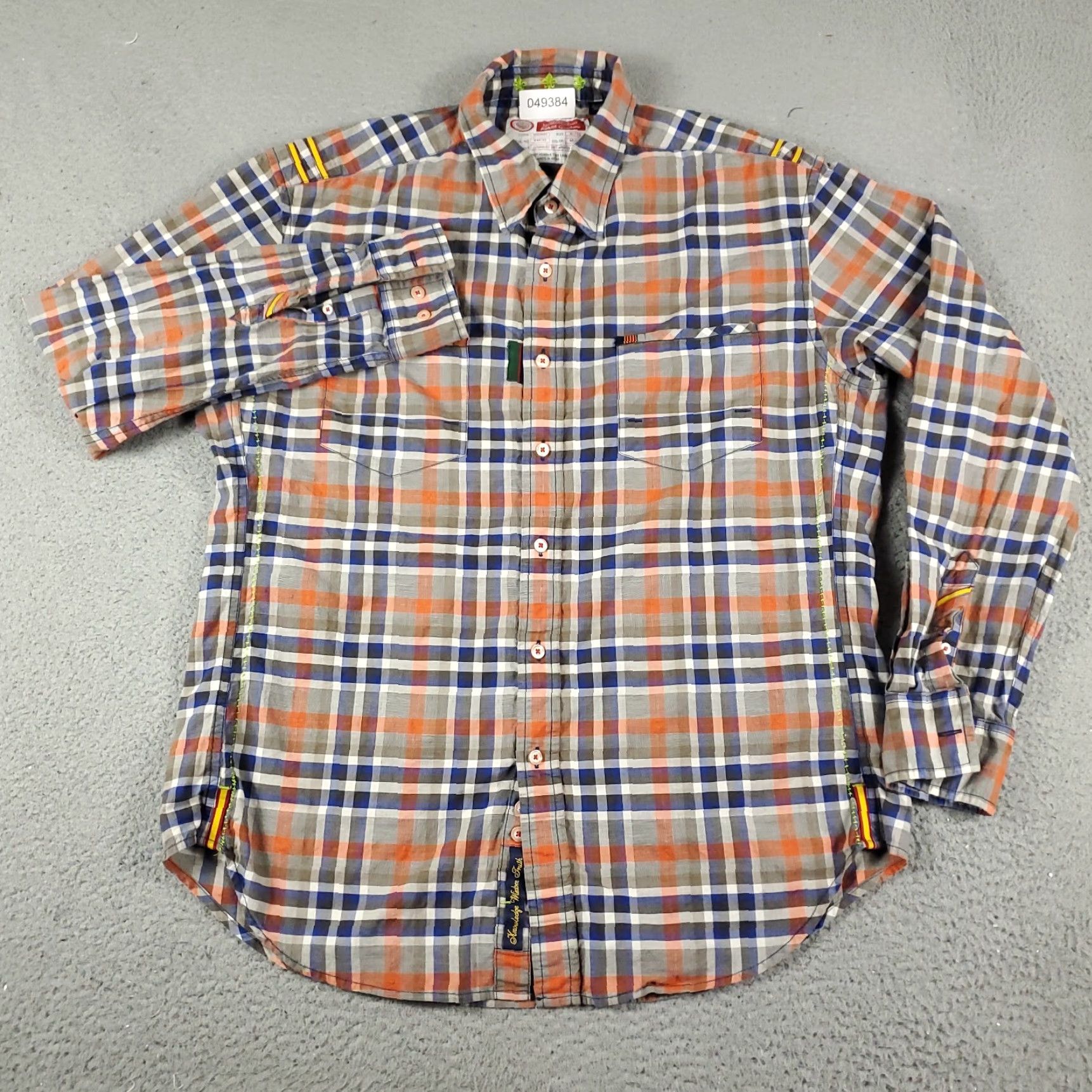 Robert Graham VINTAGE Robert Graham Shirt Mens XL Casual Long Sleeve Button Up Plaid Orange 2000s Men Size US XL / EU 56 / 4 - 2 Thumbnail