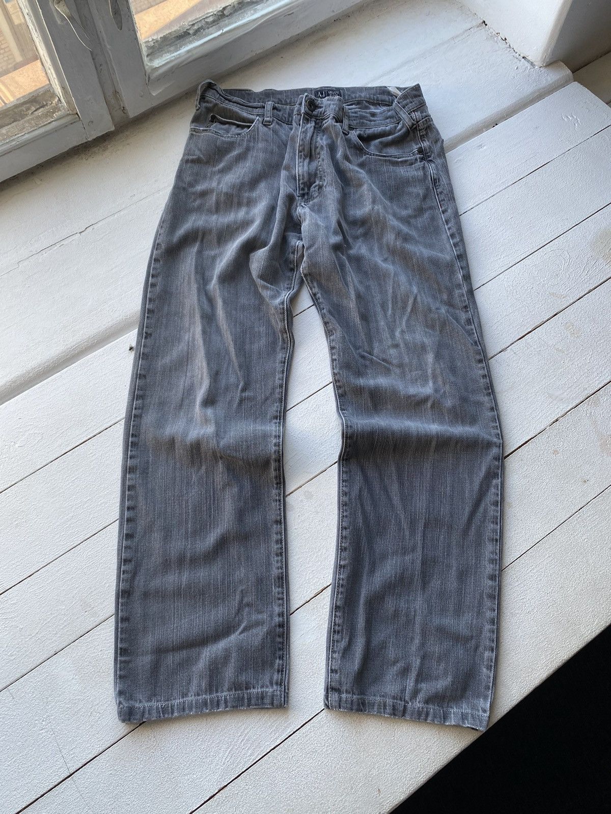 90s Armani Jeans Denim Grey Baggy Mens Pants 36US
