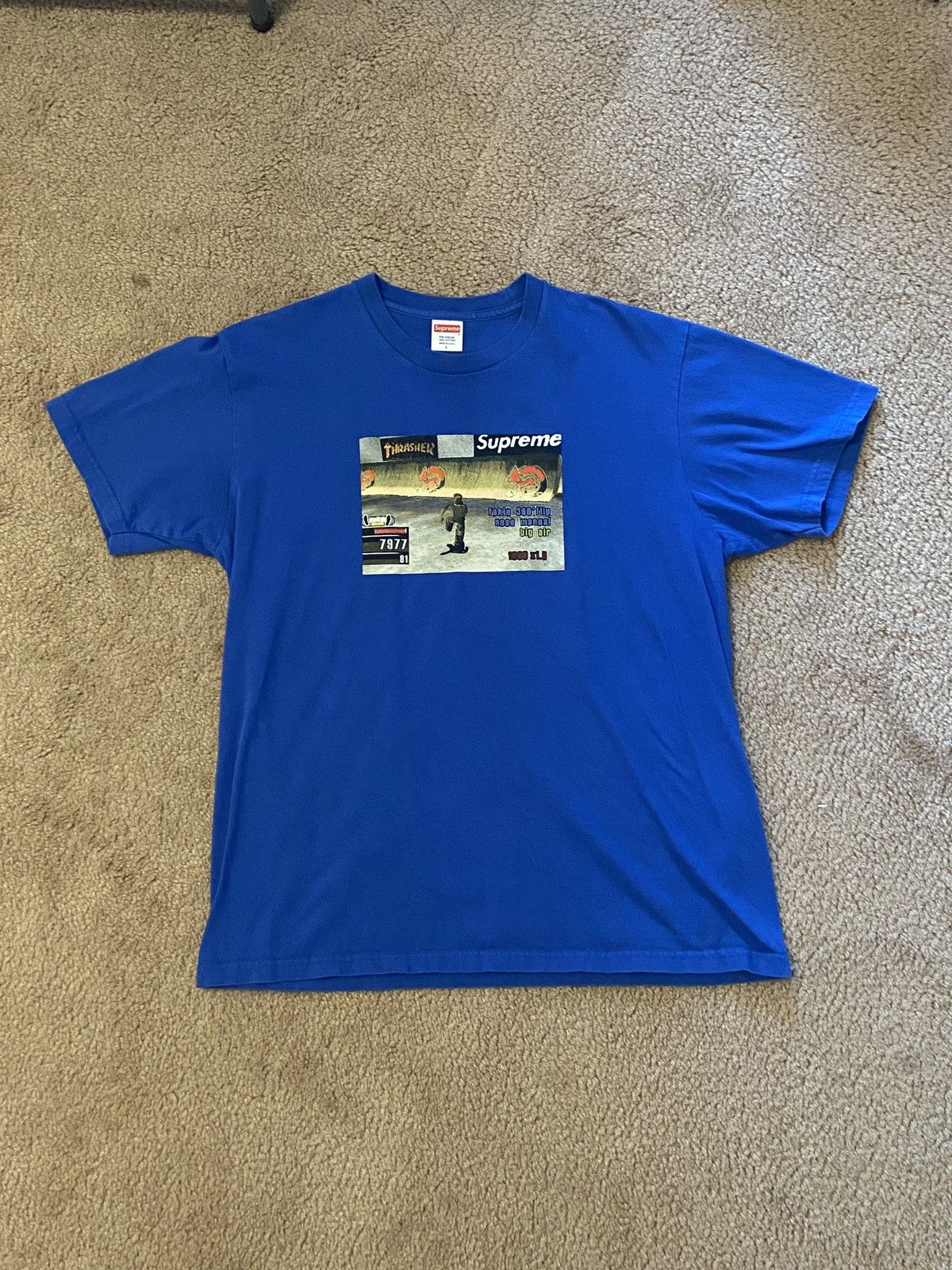 image of Supreme x Thrasher T-Shirt in Blue, Men's (Size Large)