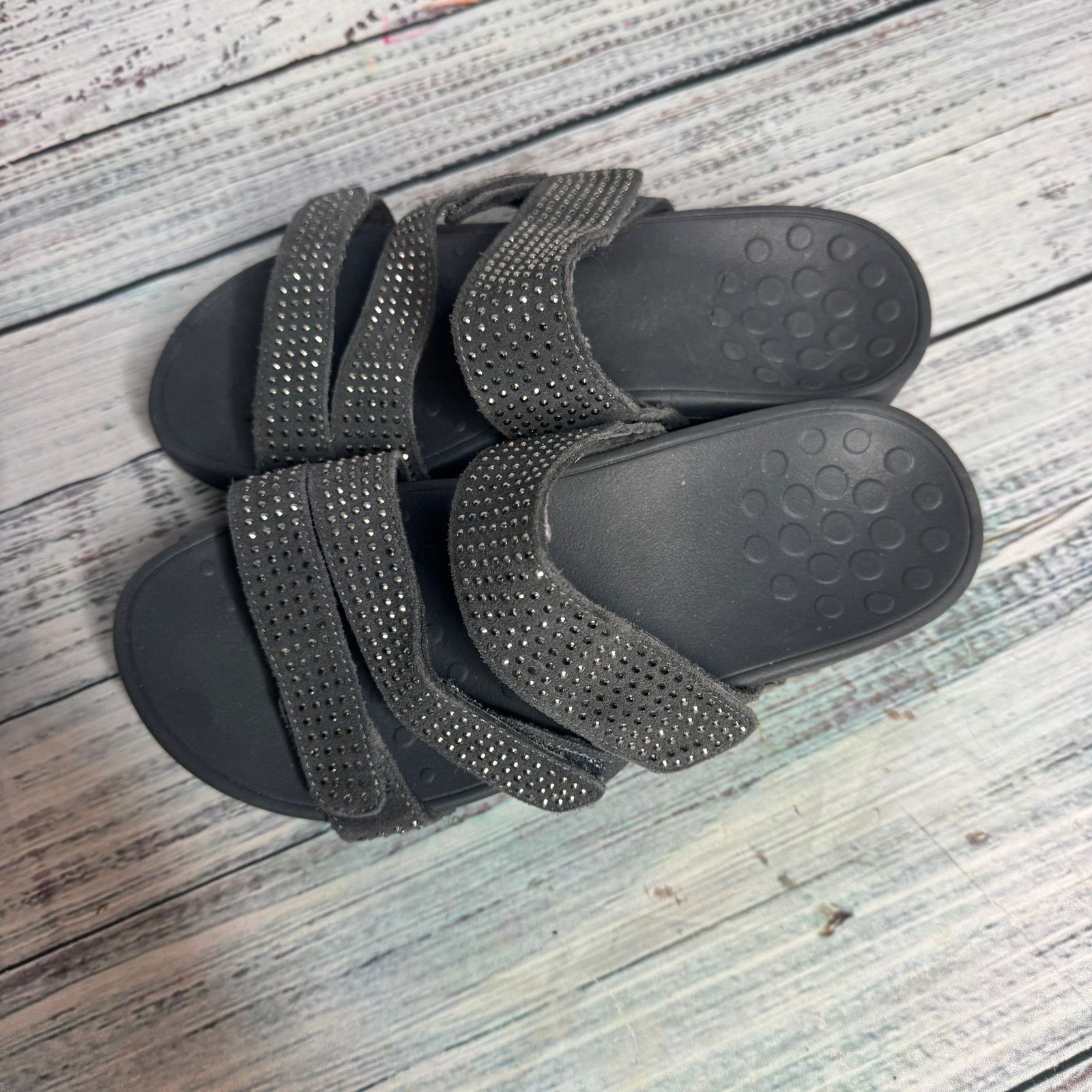 Vionic Vionic Alexis Rhinestone Embellished Platform Sandals Gray 7 Size US 7 / IT 37 - 3 Thumbnail