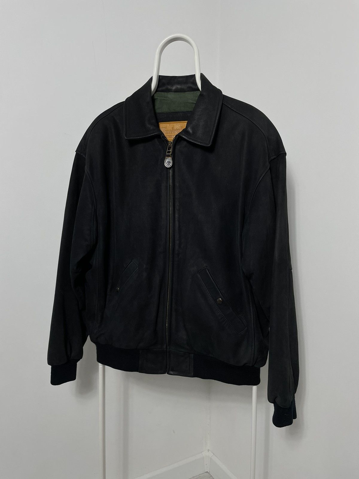 Timberland × Vintage Timberland Leather Black Bomber Weather-gear Size US L / EU 52-54 / 3 - 5 Thumbnail