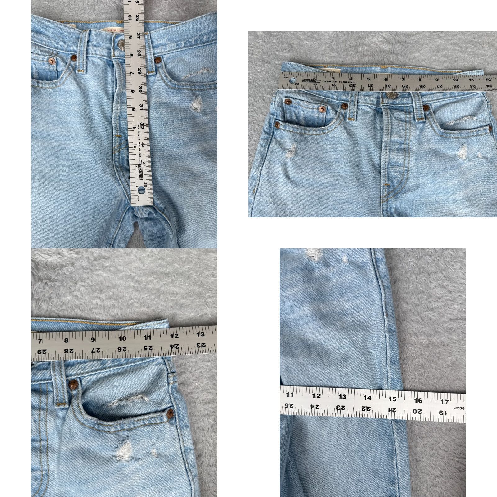 Levi's VINTAGE Levis Premium Jeans Womens 23 Blue Denim Big E Wedgie Straight Distressed 23x25 Size 40" / US 18 - 9 Thumbnail