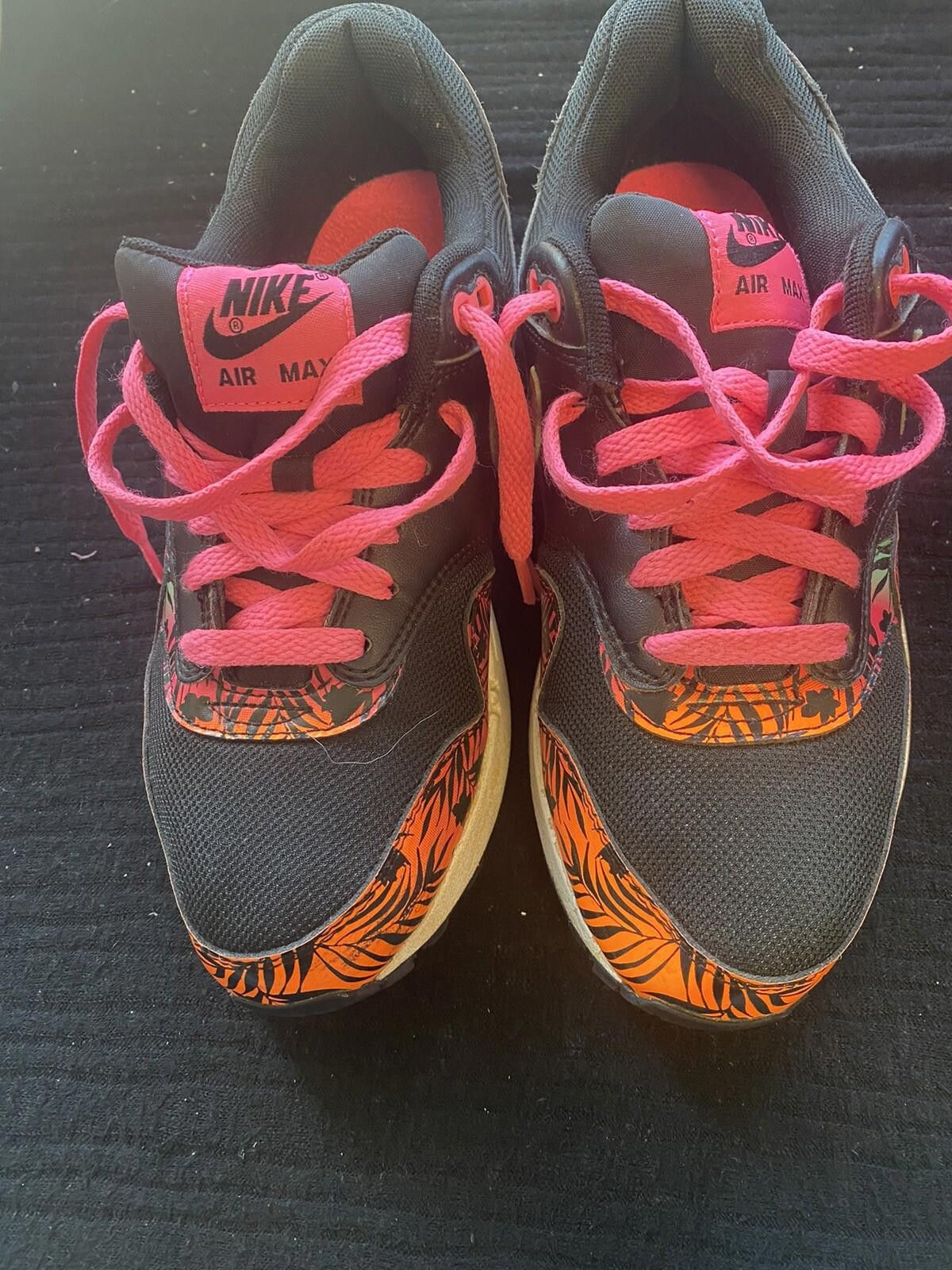 Nike Kids Nike Air Max 90 s 6.5y 705479-001 Black Pink Orange Size US 6.5 / EU 39-40 - 2 Thumbnail